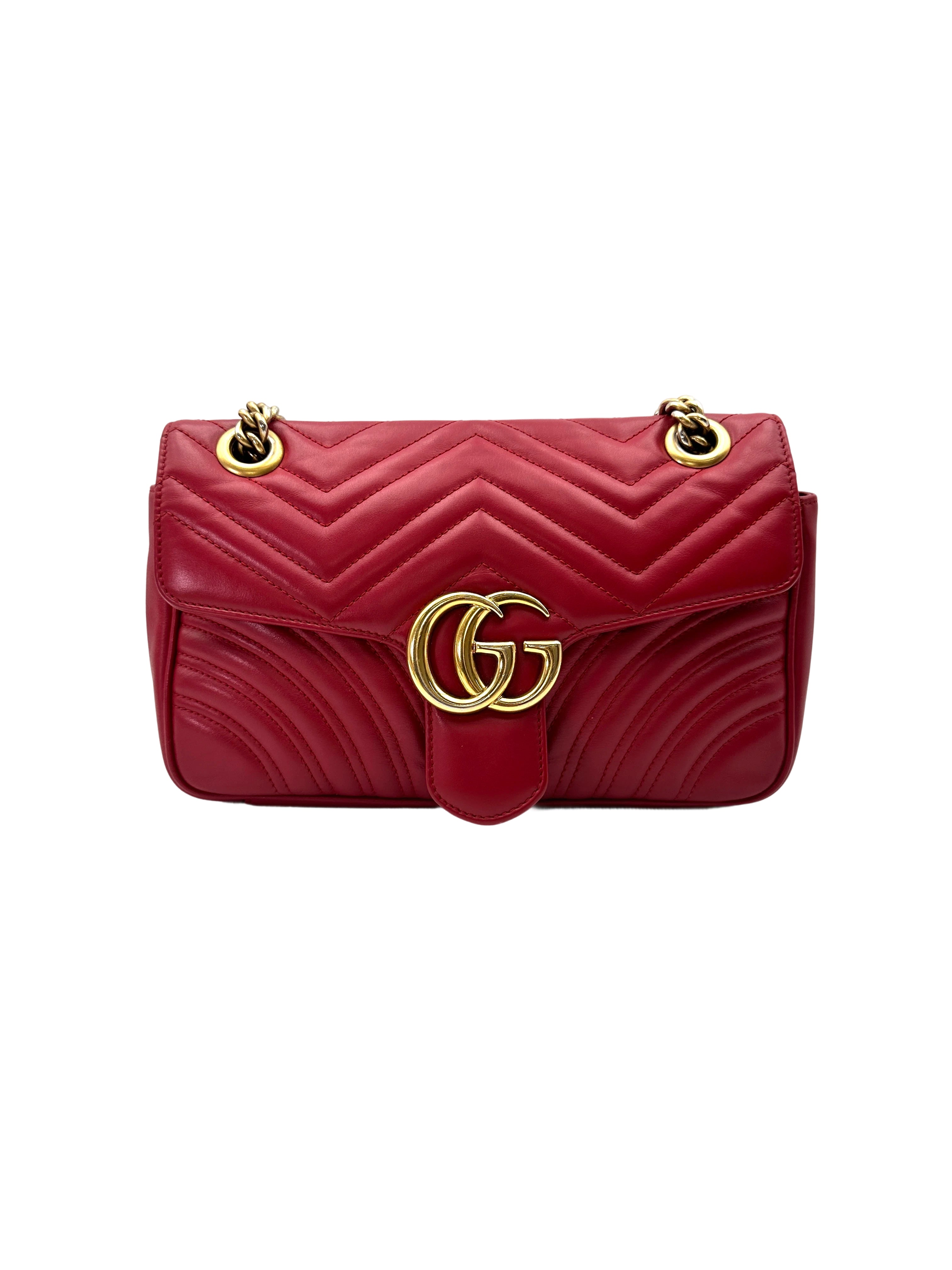 Gucci GG Marmont Red Matelasse Leather Shoulder Bag GG1139