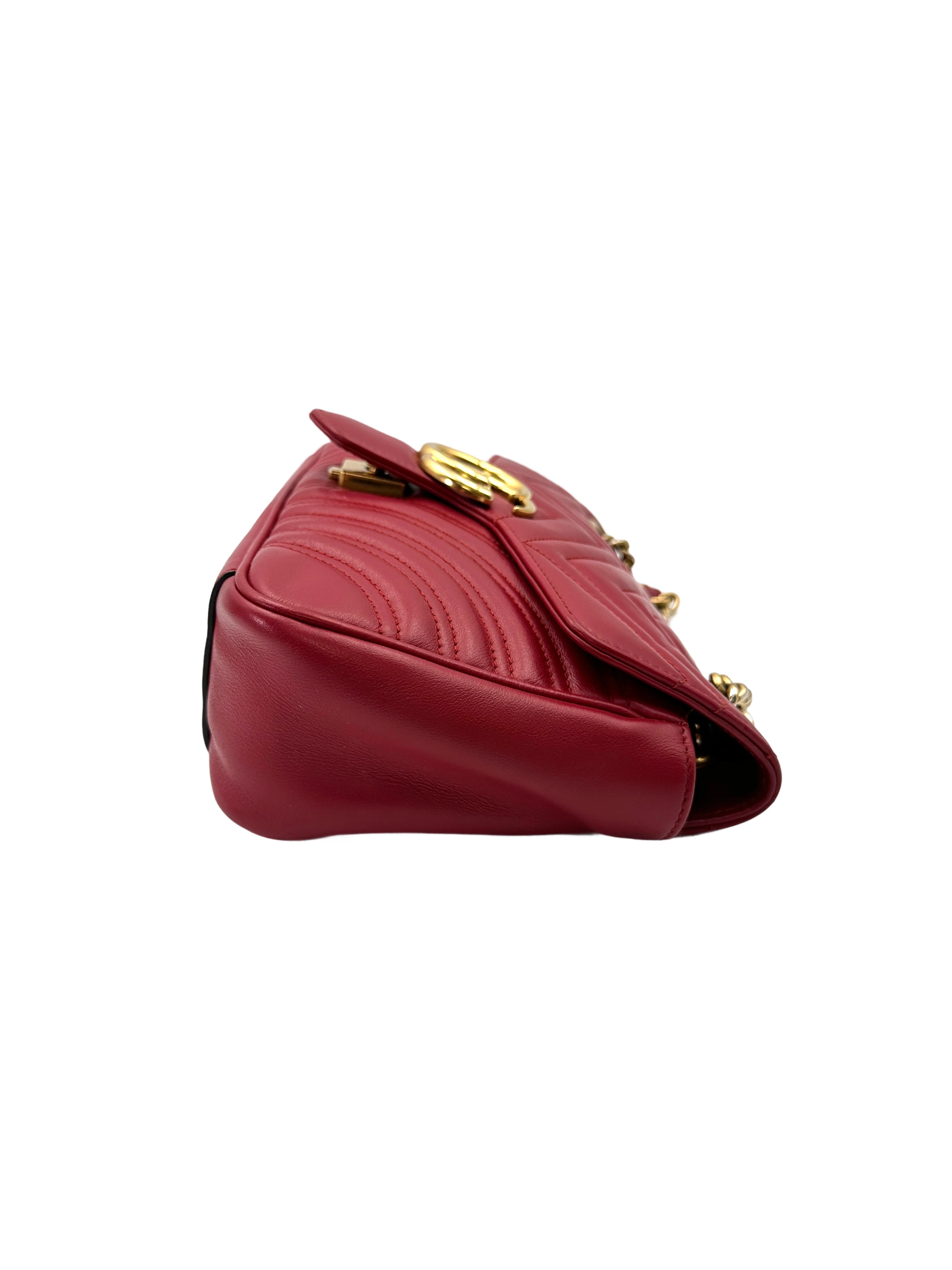 Gucci GG Marmont Red Matelasse Leather Shoulder Bag GG1139
