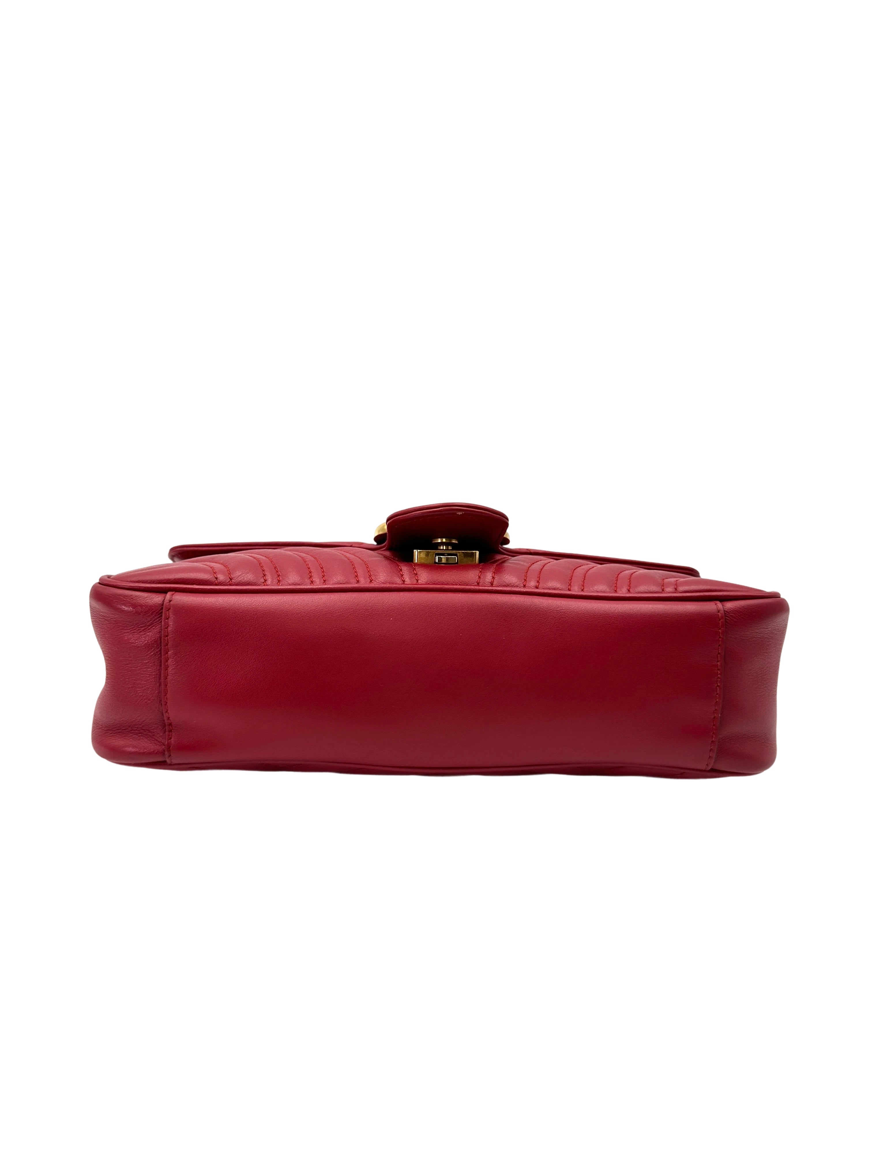 Gucci GG Marmont Red Matelasse Leather Shoulder Bag GG1139