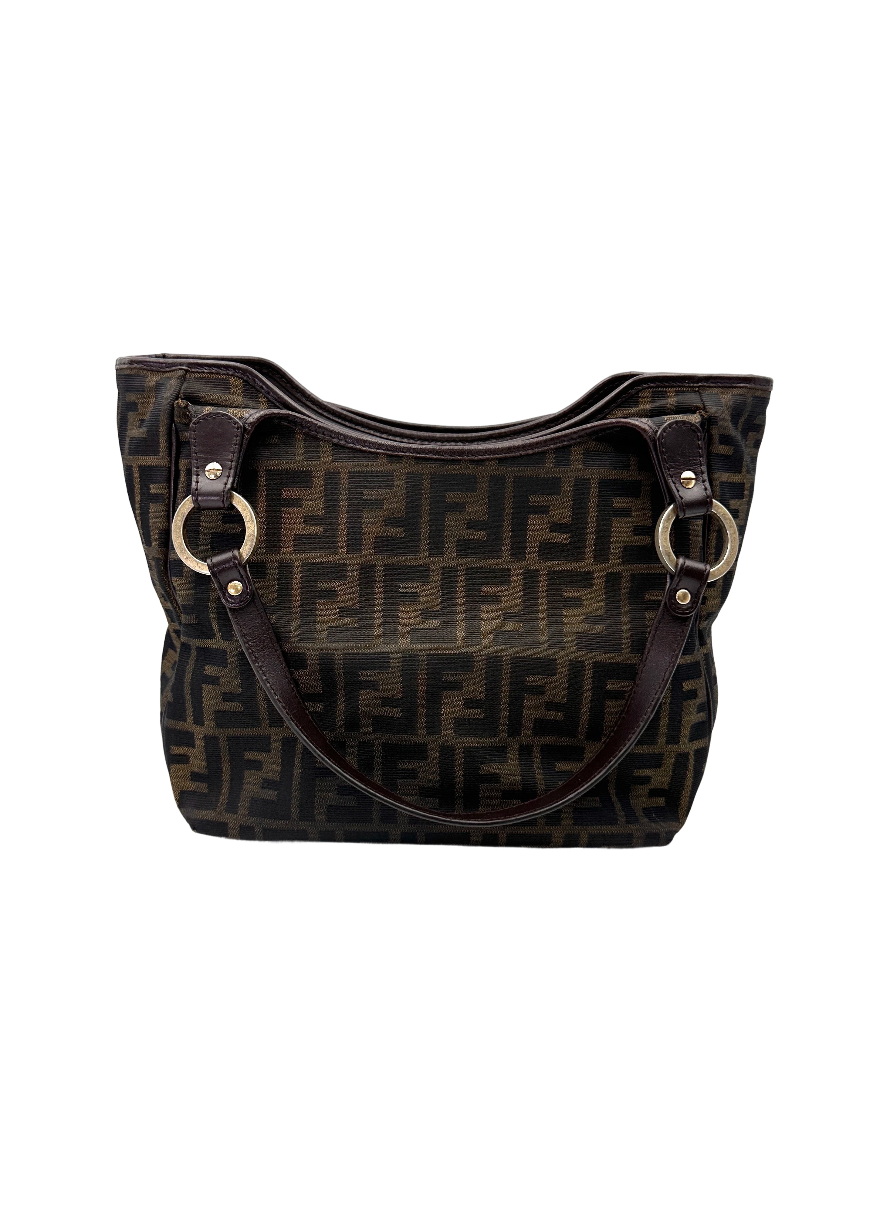 Fendi Zucca Monogram Canvas Tote Handle Bag FF110