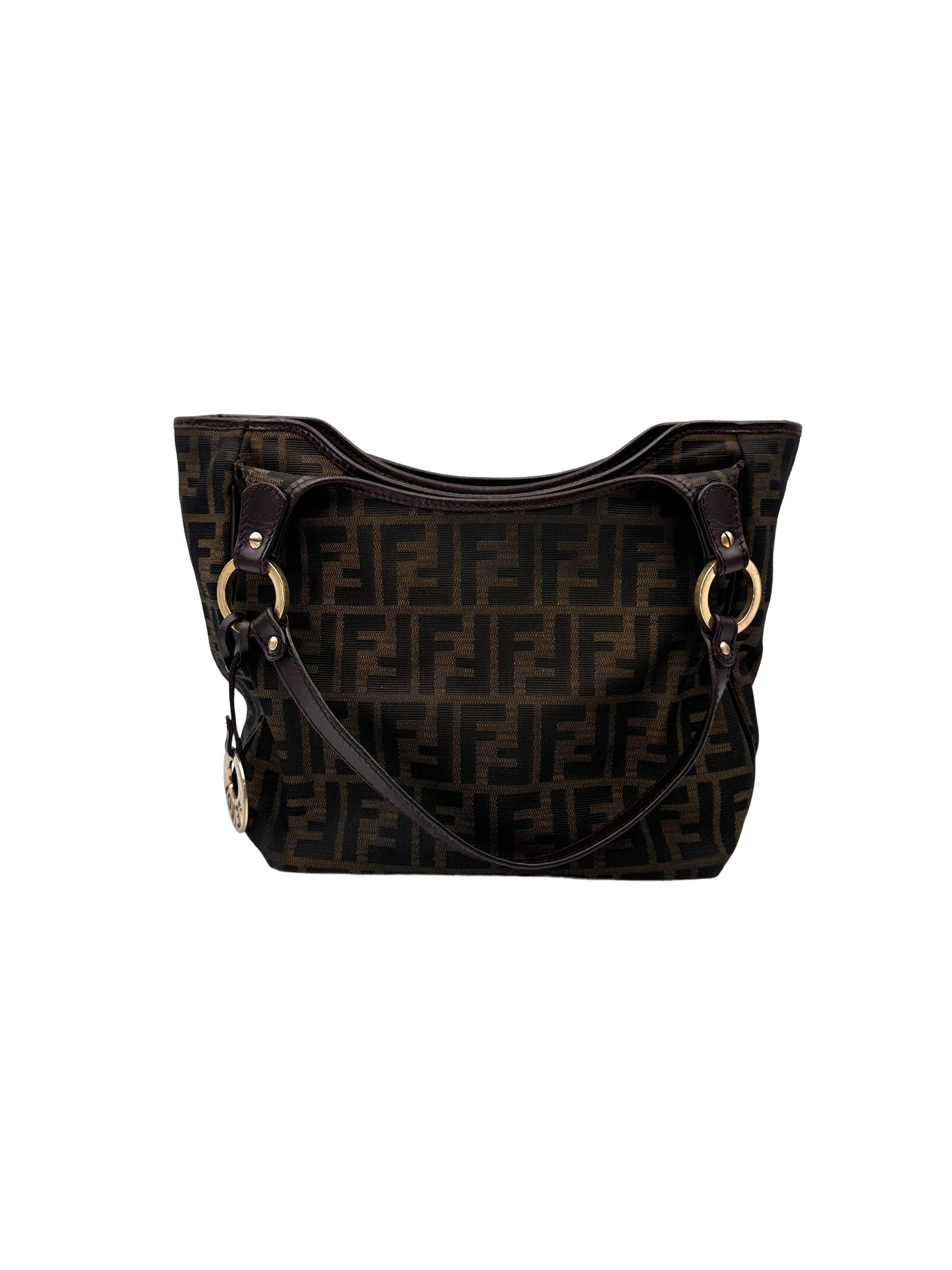 Fendi Zucca Monogram Canvas Tote Handle Bag FF110
