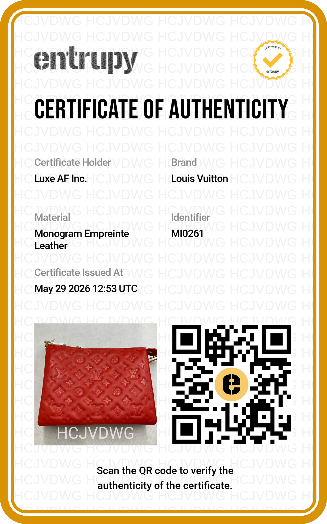 Louis Vuitton Pochette Coussin Red Monogram Embossed Leather Shoulder Bag LV2873