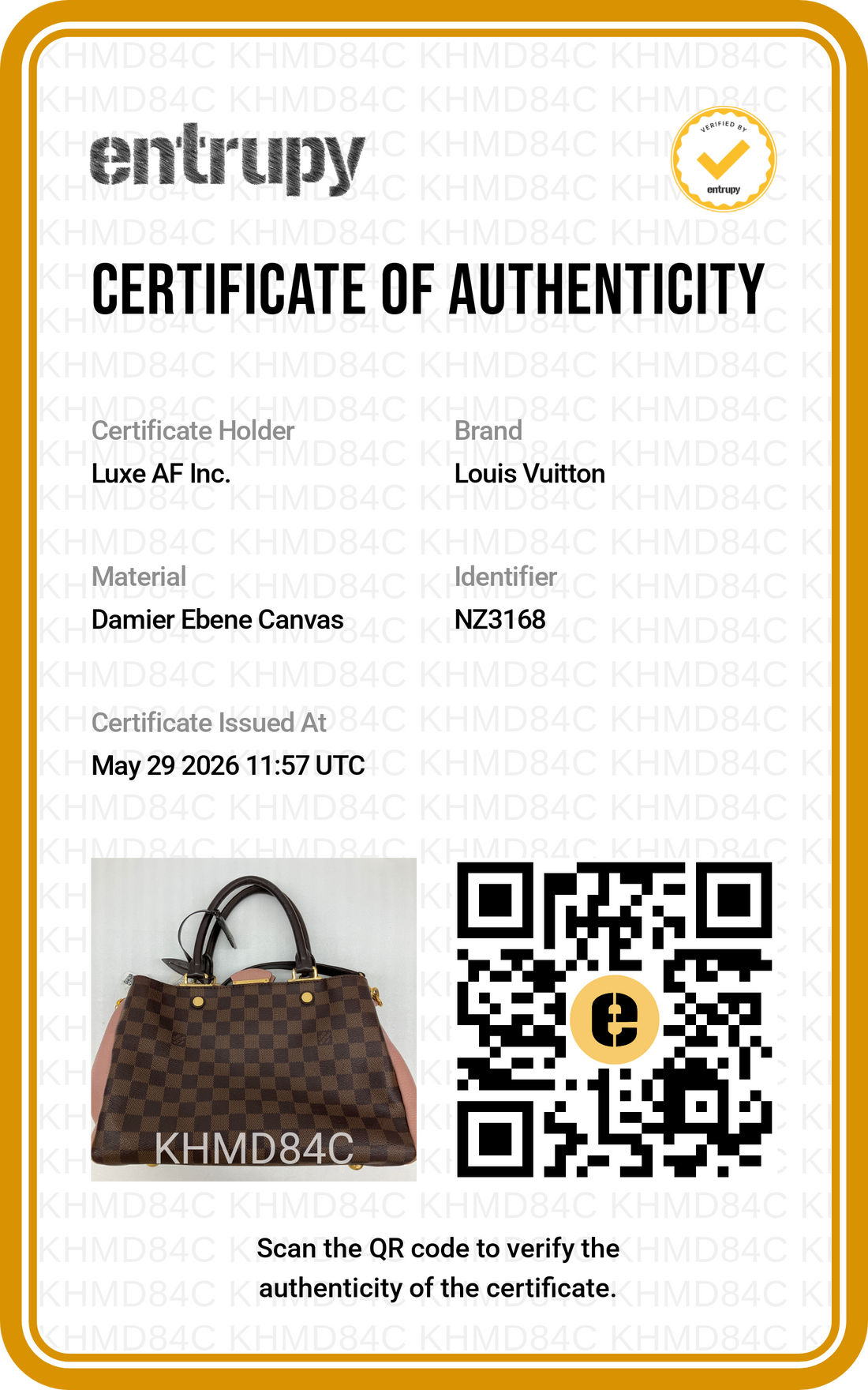 Louis Vuitton Brittany Damier Ebene Handle Bag LV2938