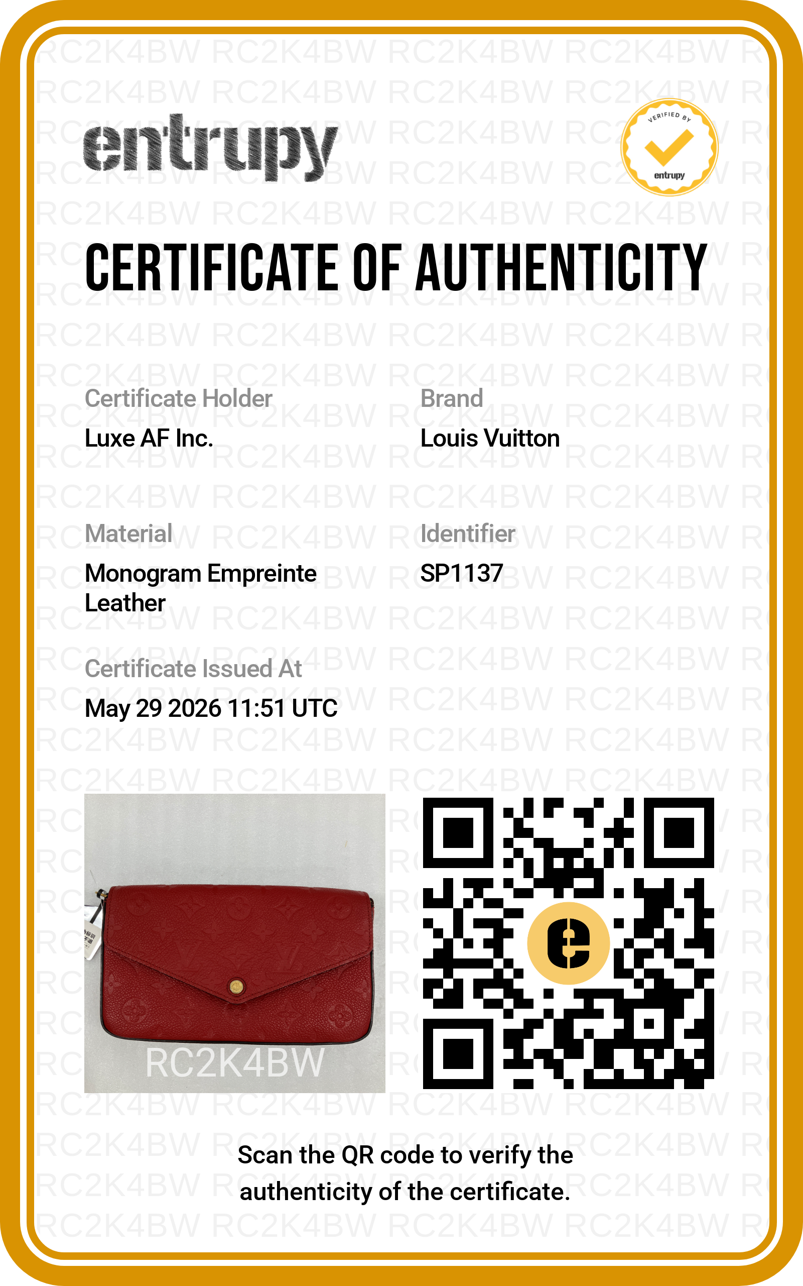 Louis Vuitton Red Monogram Empreinte Leather Felicie Pochette LV2878