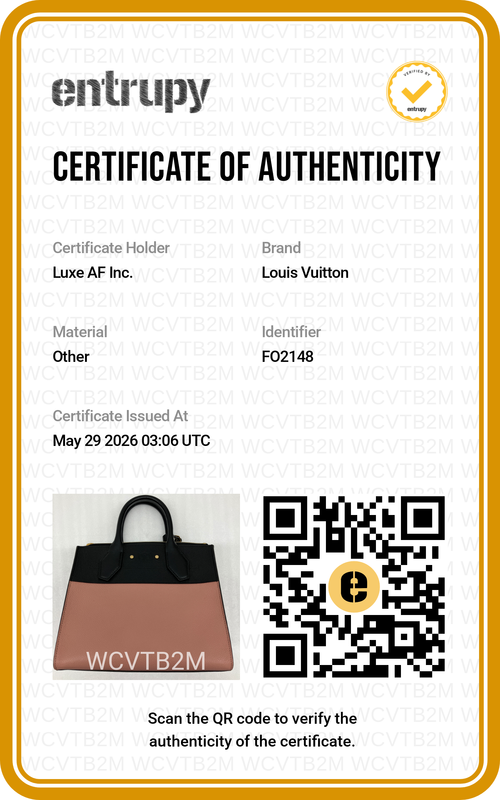 Louis Vuitton City Steamer PM Black/Pink Grained Leather Handle Bag LV2868