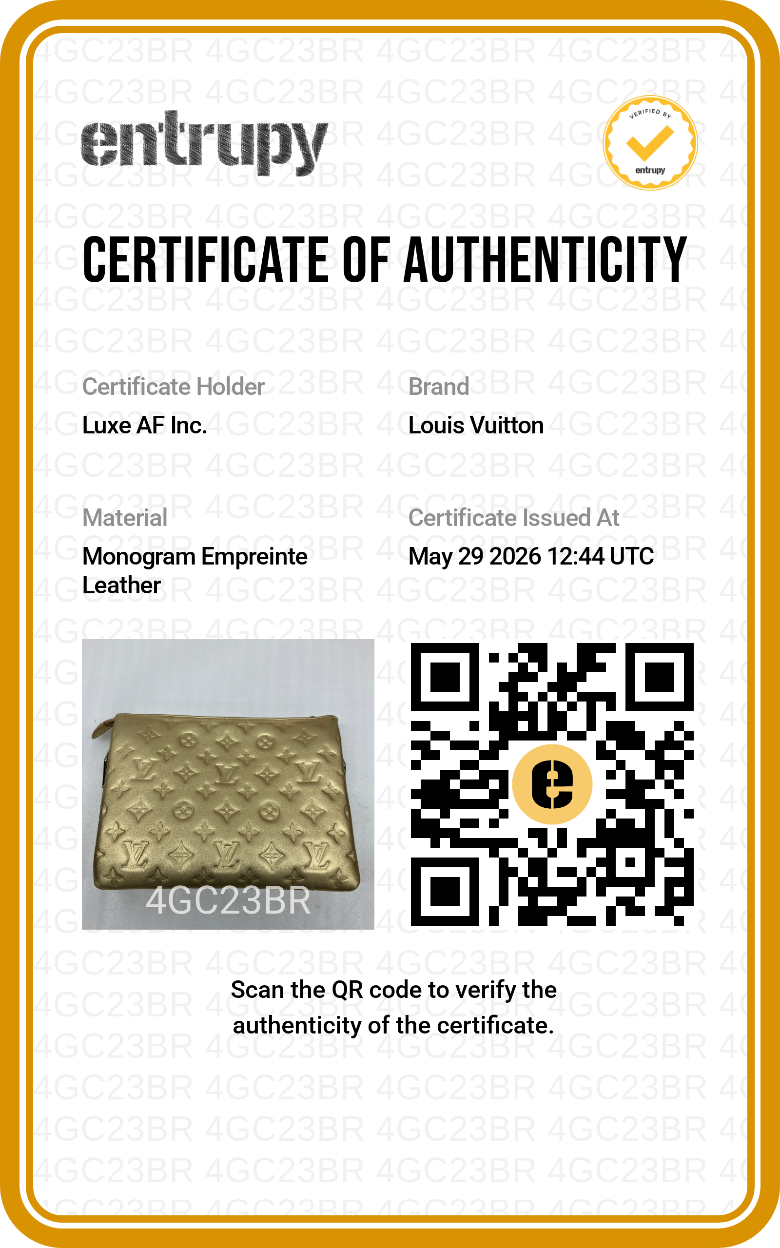 Louis Vuitton Pochette Coussin Gold Monogram Embossed Leather Shoulder Bag LV2872