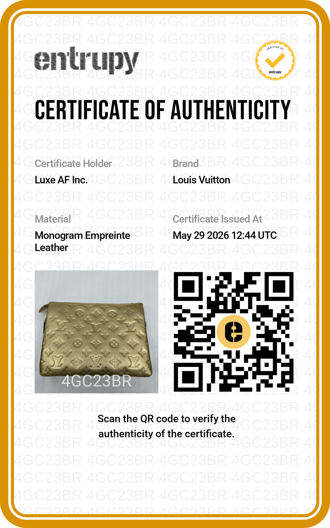 Louis Vuitton Pochette Coussin Gold Monogram Embossed Leather Shoulder Bag LV2872