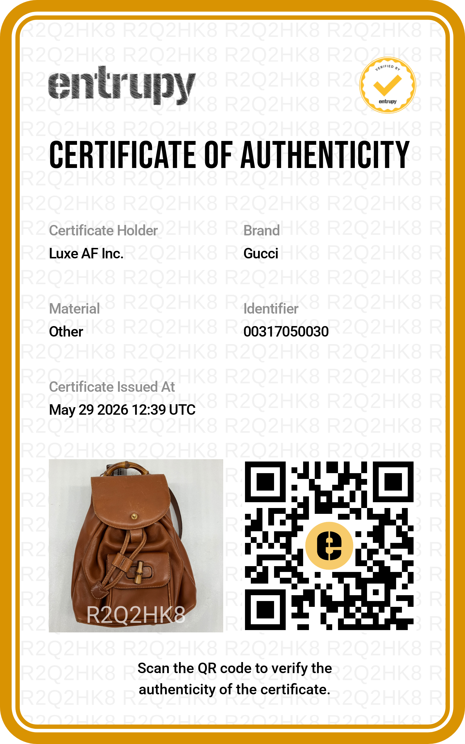Gucci Bamboo Brown Leather Backpack GG1231