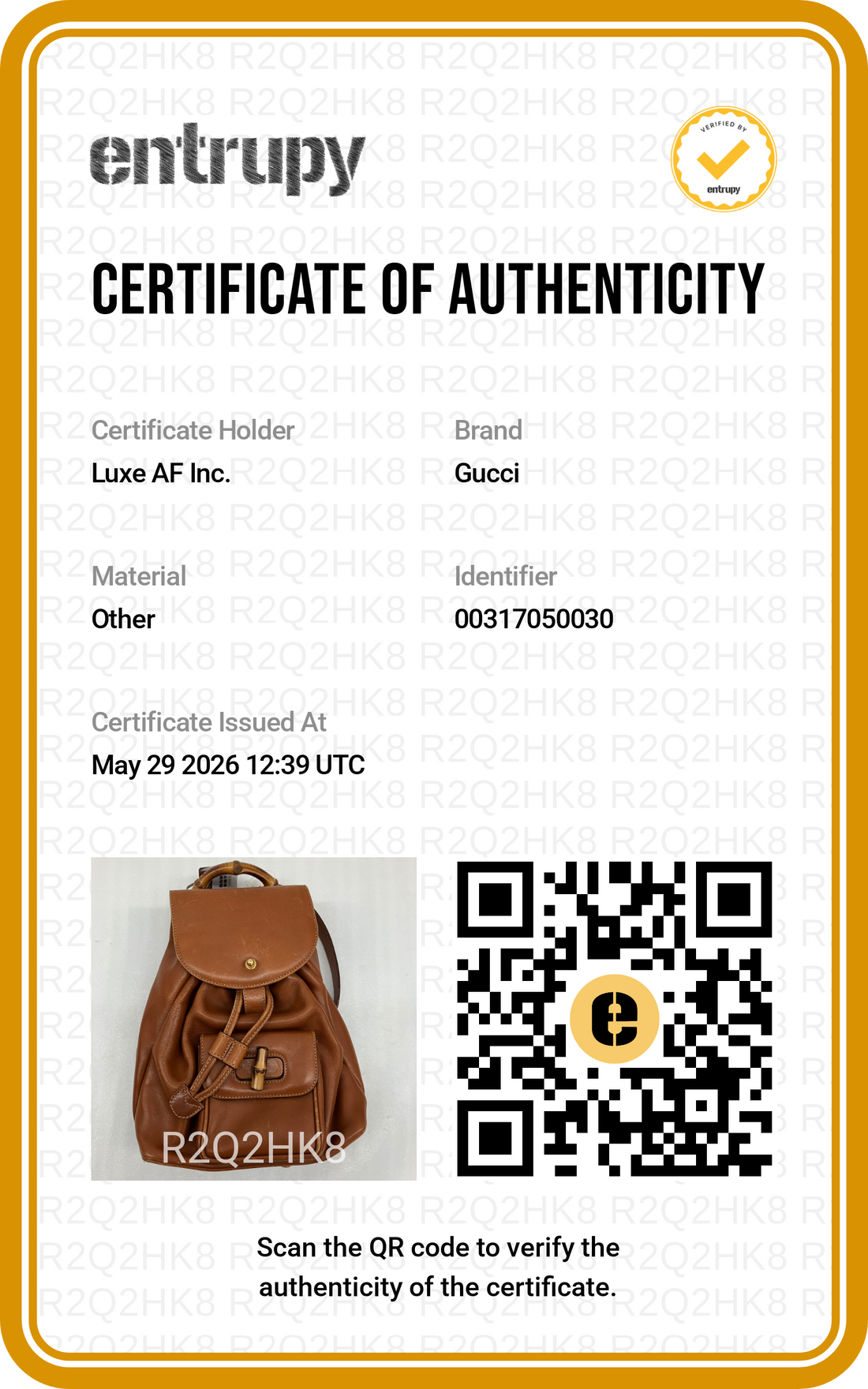 Gucci Bamboo Brown Leather Backpack GG1231