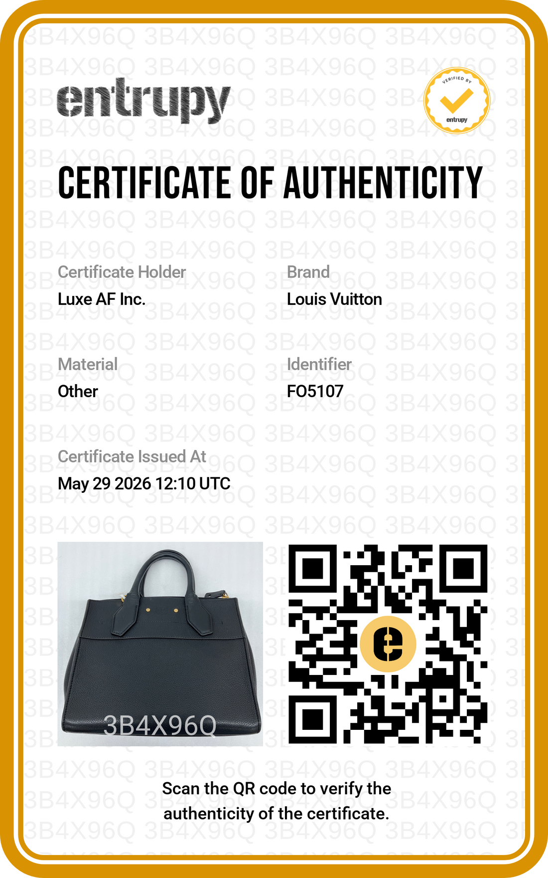 Louis Vuitton City Steamer Black Grained Leather Handle Bag LV2875
