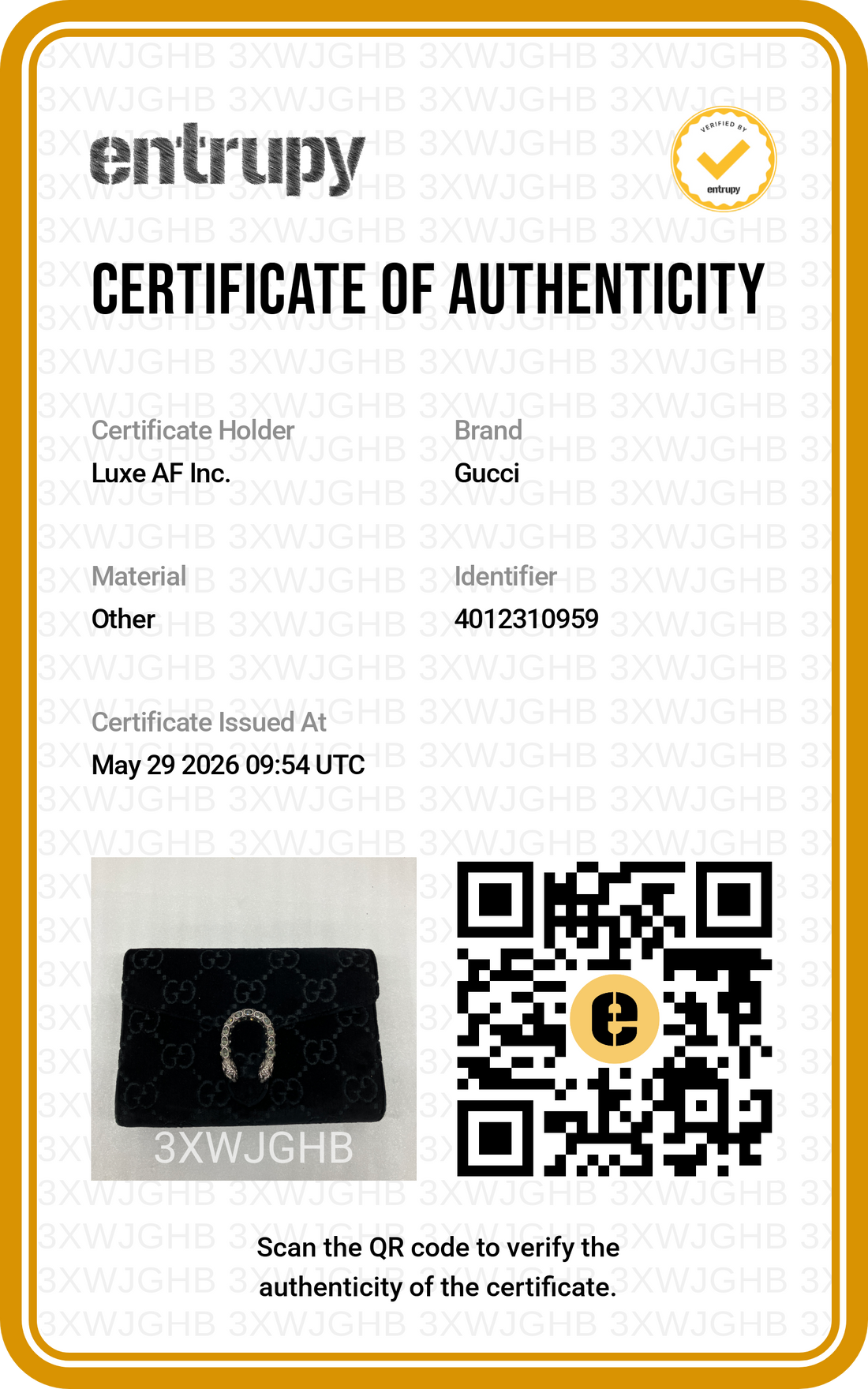 Gucci Dionysus Black Velvet Wallet On Chain GG1144