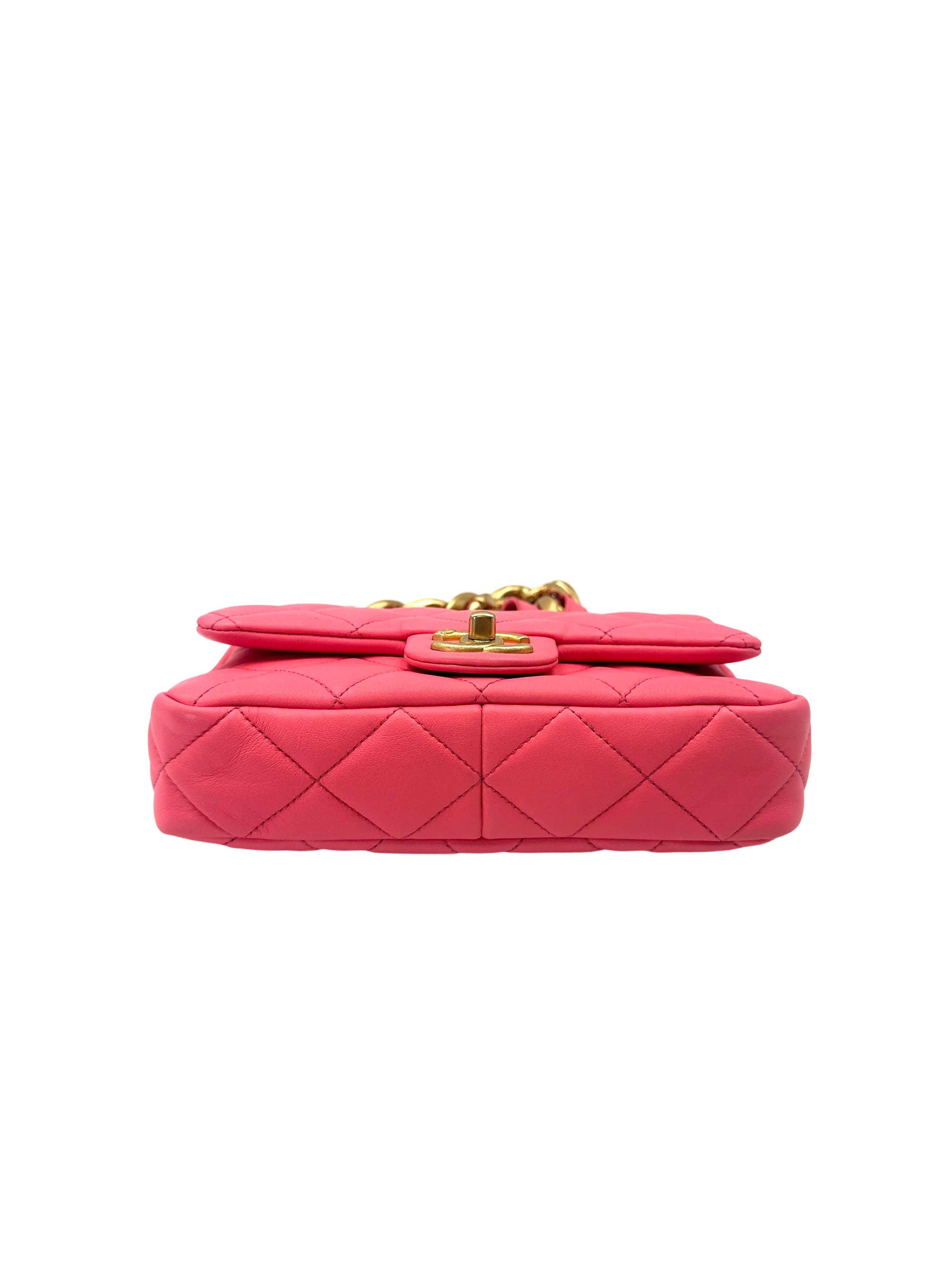 Chanel Classic Flap Pink Quilted Lambskin Small Size Flap Bag With Gold Buckle(CJ***25) CC2050