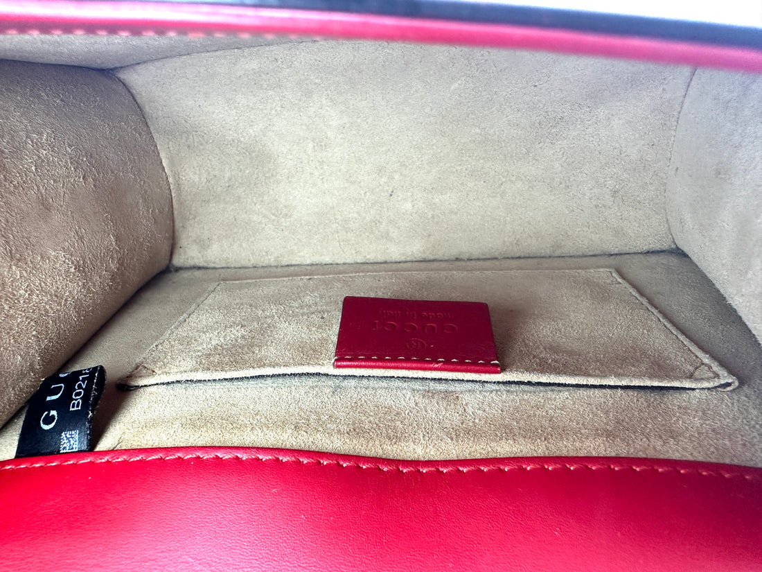 Gucci Sylvie Red Leather Top Handle Shoulder Bag GG1143