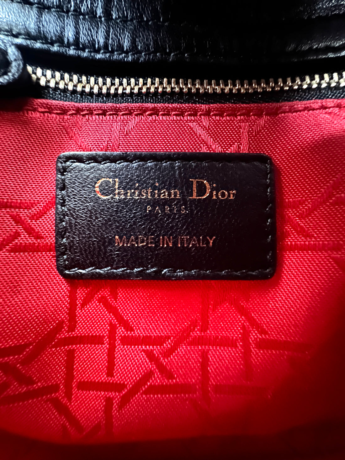 Christian Dior Lady Dior Black Cannage Lambskin Handle Bag With Gold Charms DR756