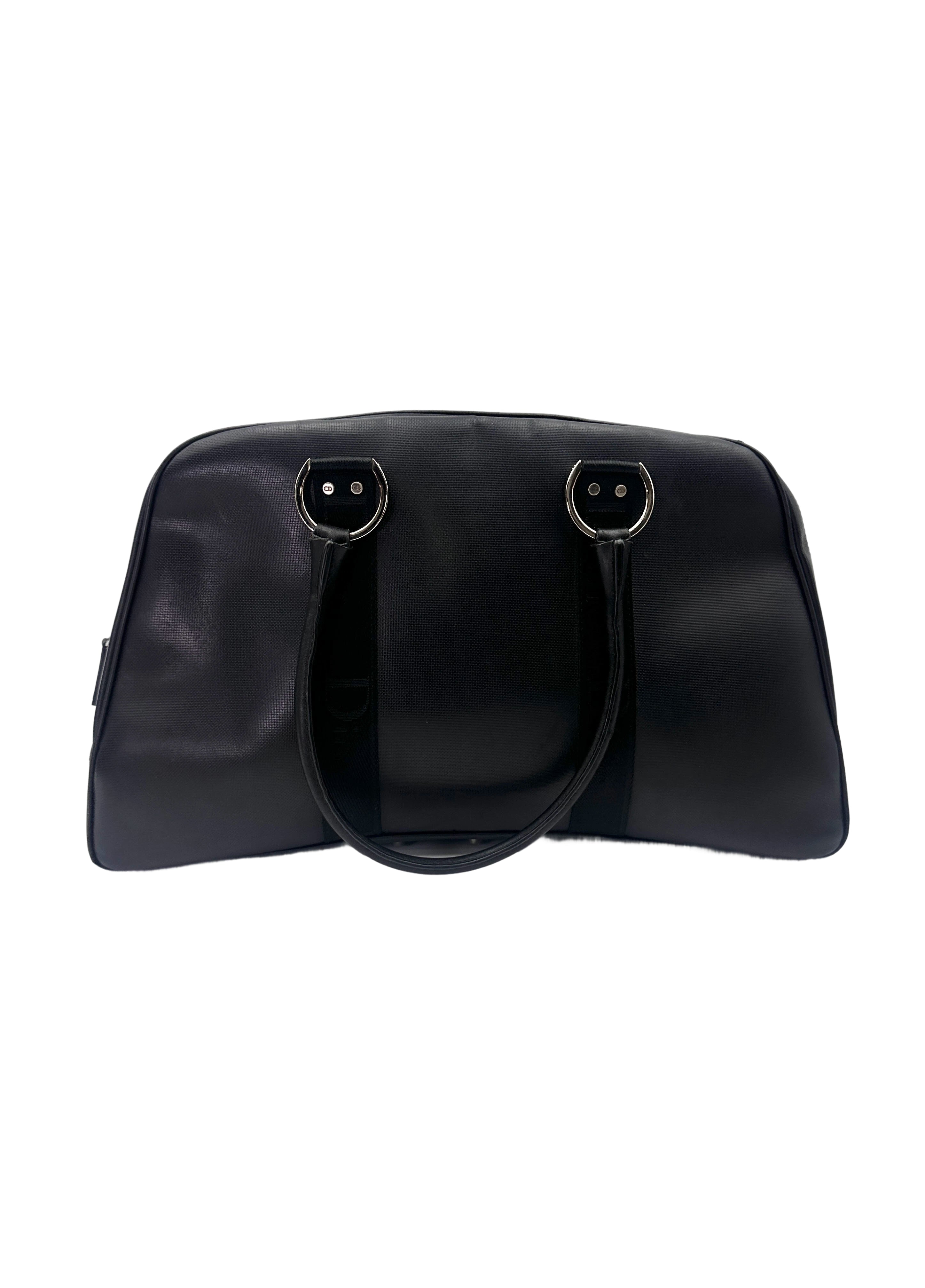 Christian Dior Black Leather Top Handle Boston Bag DR751