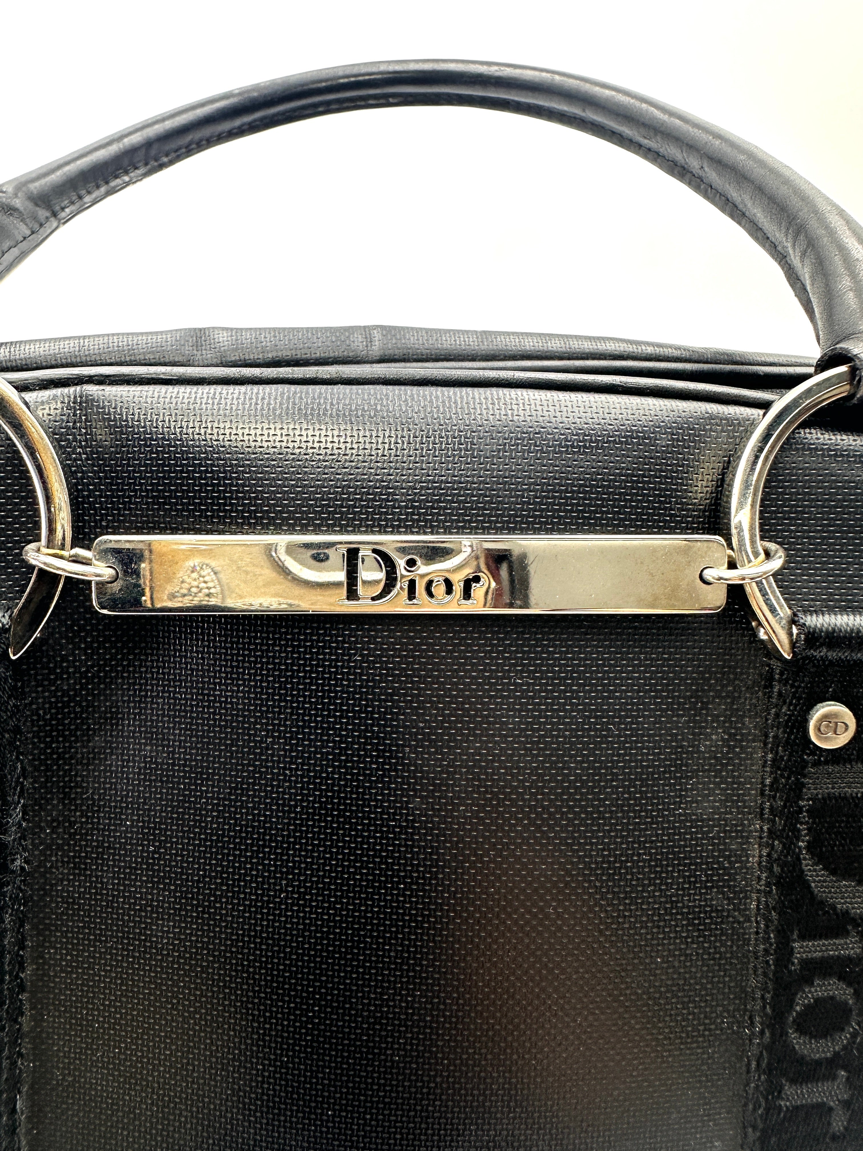 Christian Dior Black Leather Top Handle Boston Bag DR751