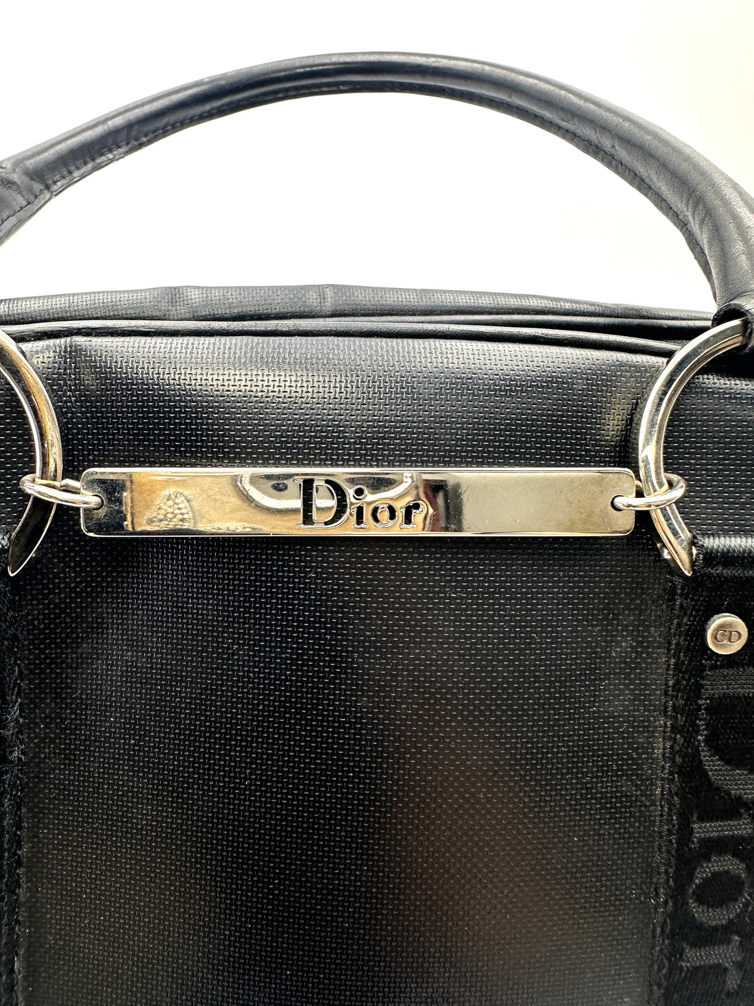 Christian Dior Black Leather Top Handle Boston Bag DR751
