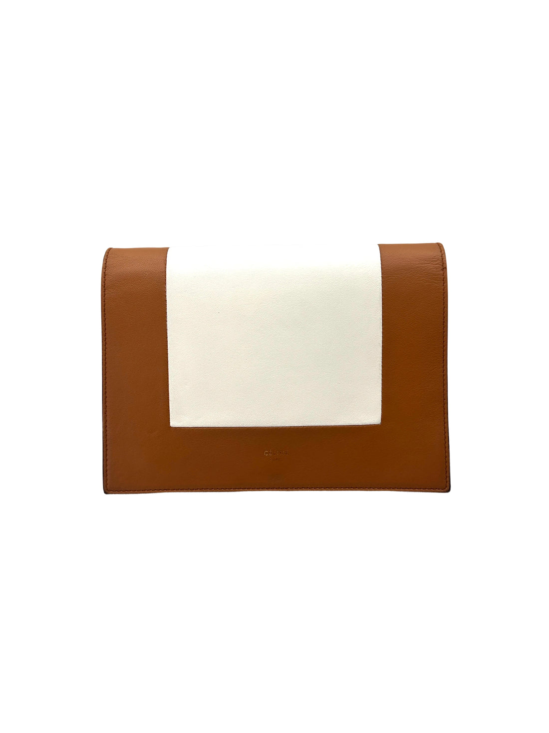 Celine Frame Brown/White Leather Shoulder Bag CE166