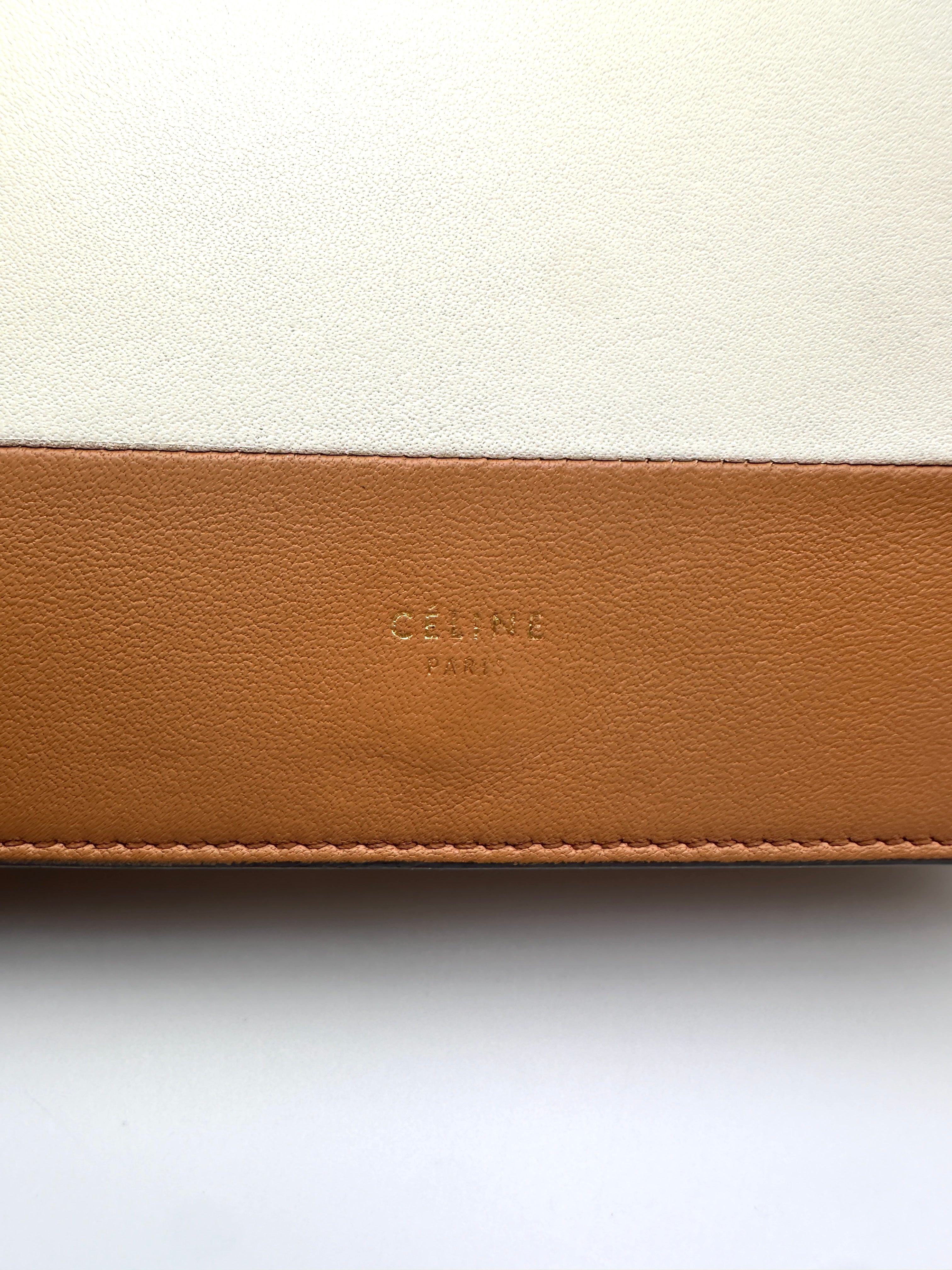 Celine Frame Brown/White Leather Shoulder Bag CE166