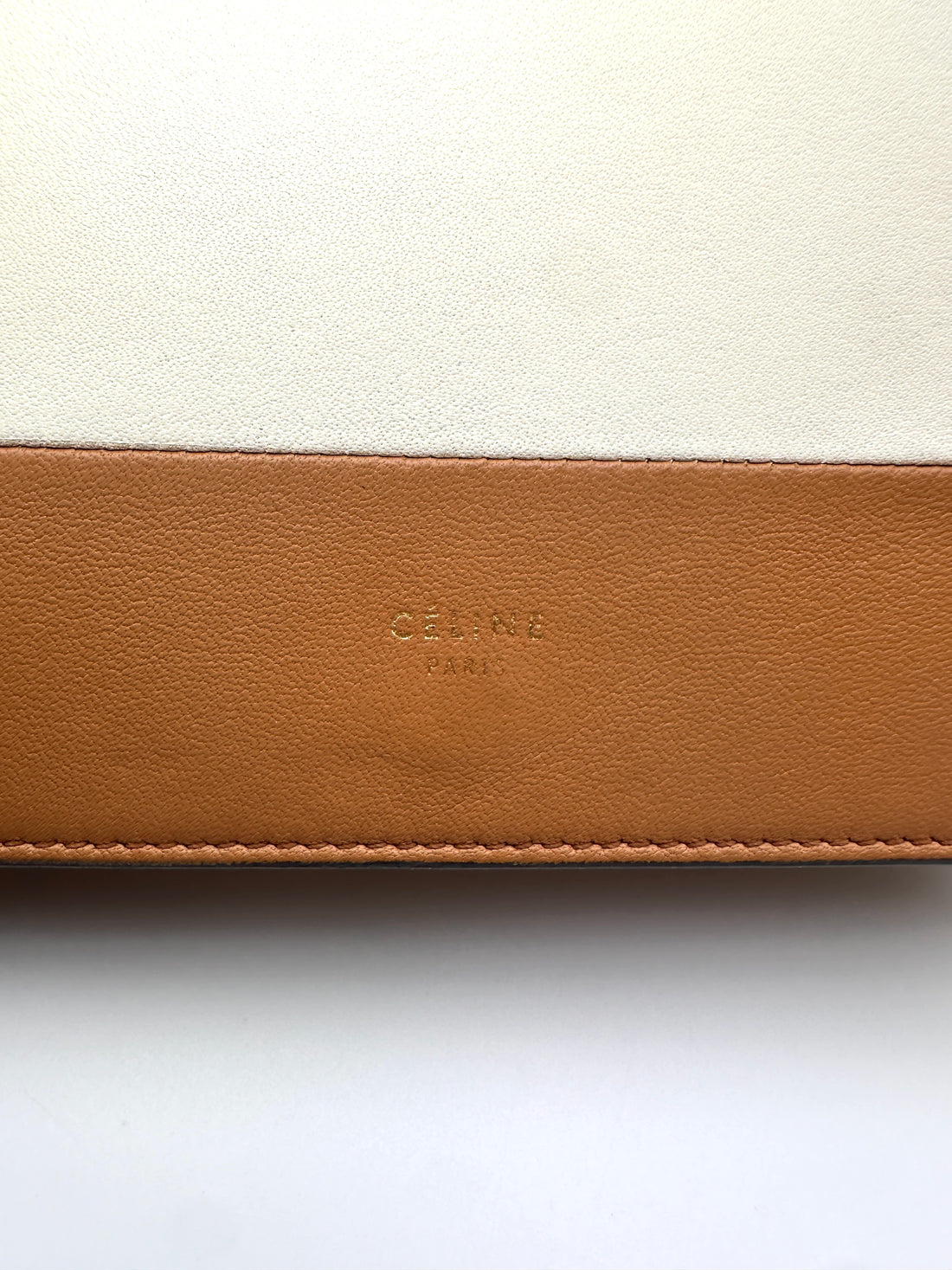Celine Frame Brown/White Leather Shoulder Bag CE166