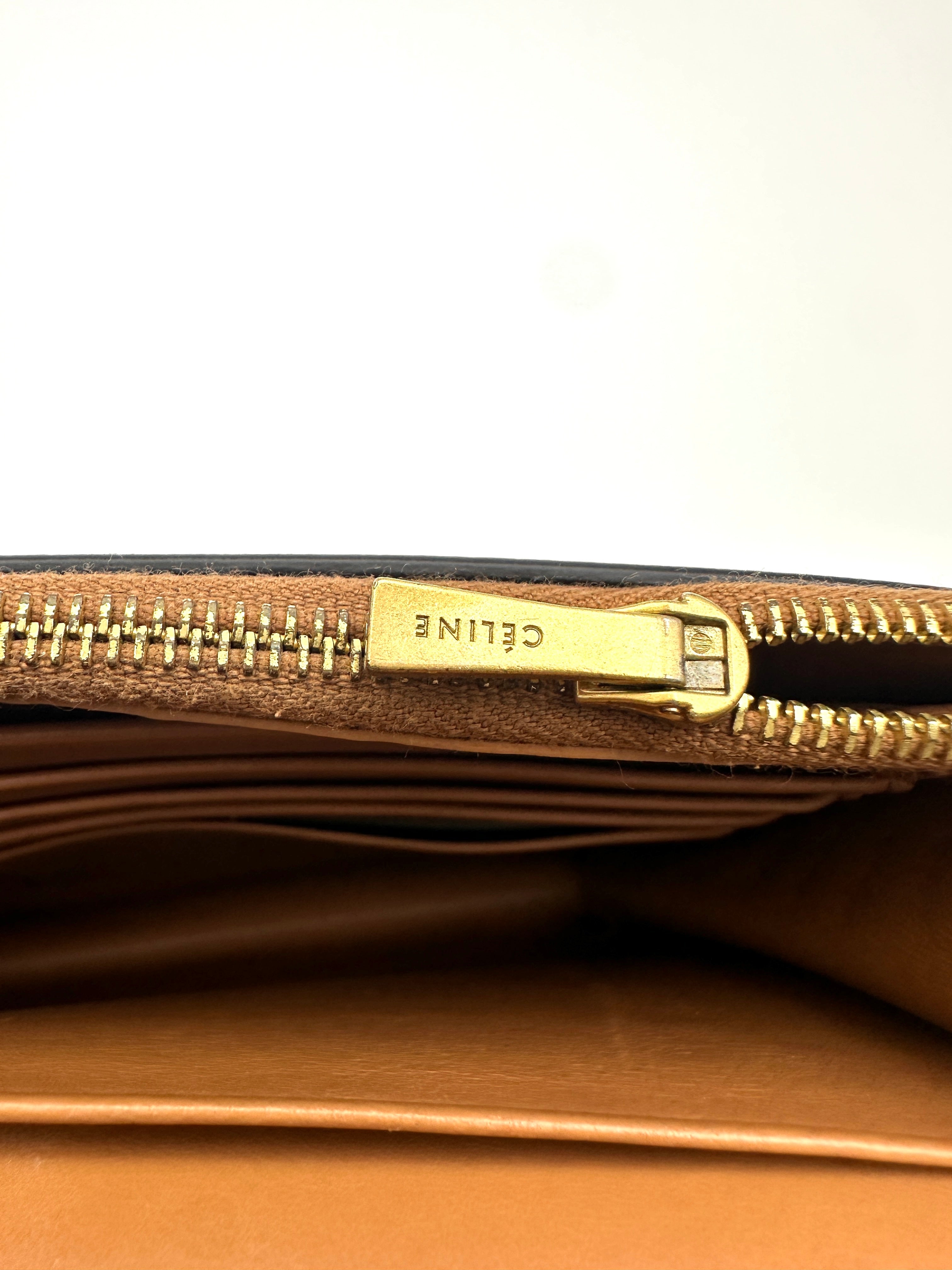 Celine Frame Brown/White Leather Shoulder Bag CE166