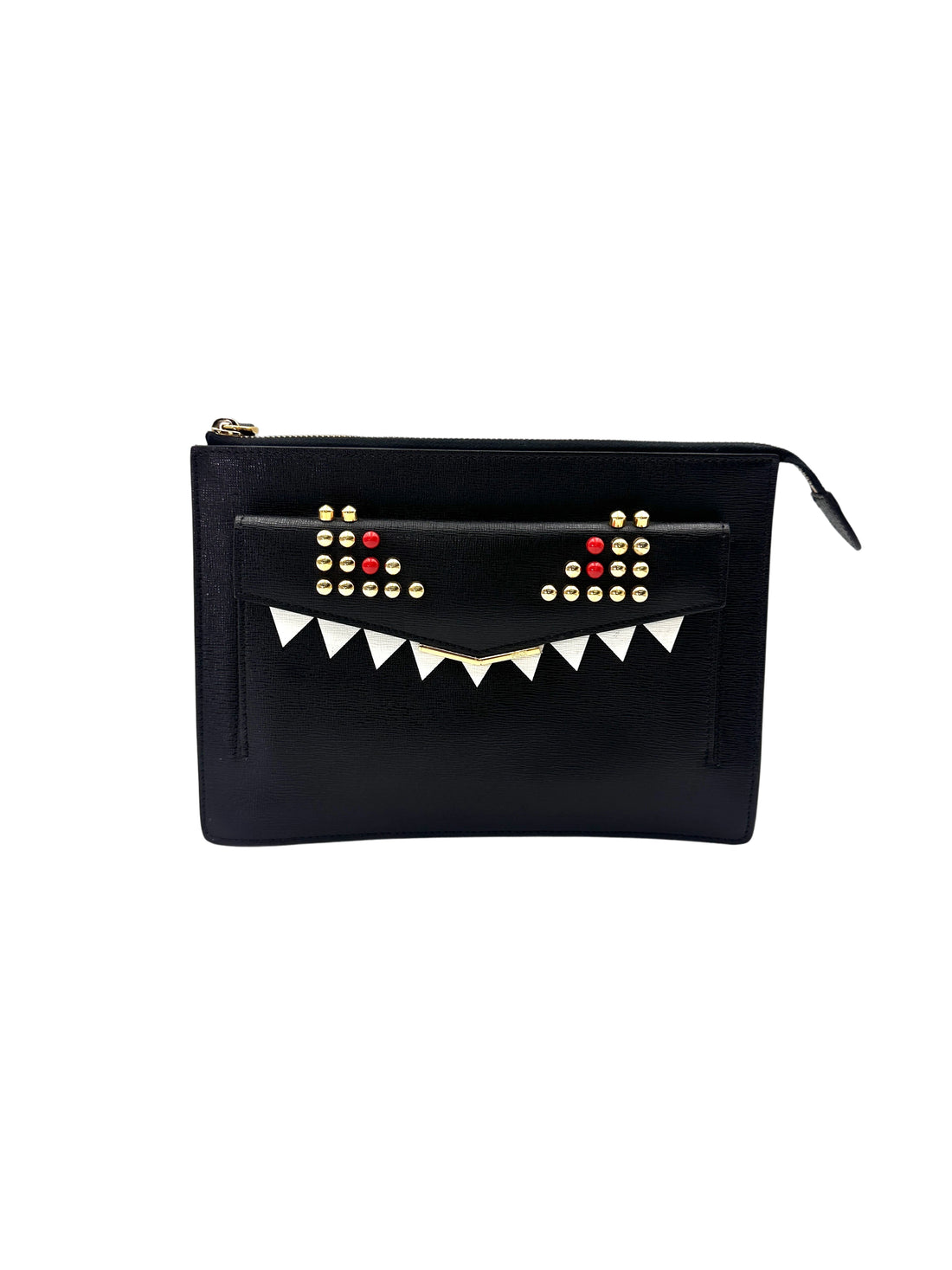 Fendi Bag Bugs Monster Eye Black Leather Shoulder Bag FF112