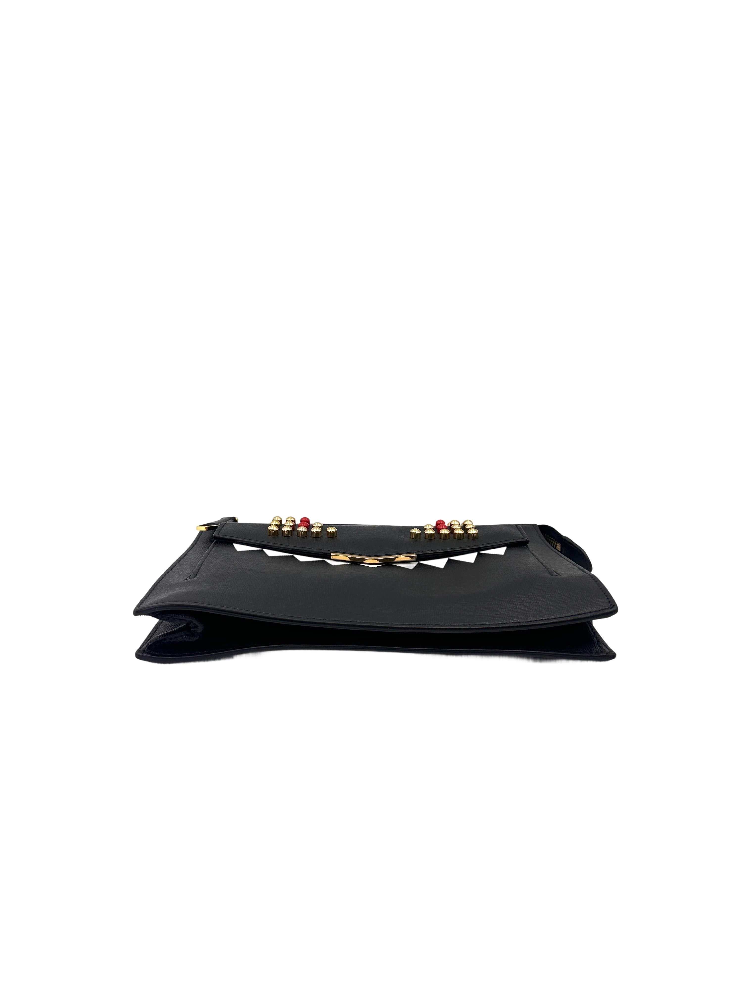 Fendi Bag Bugs Monster Eye Black Leather Shoulder Bag FF112