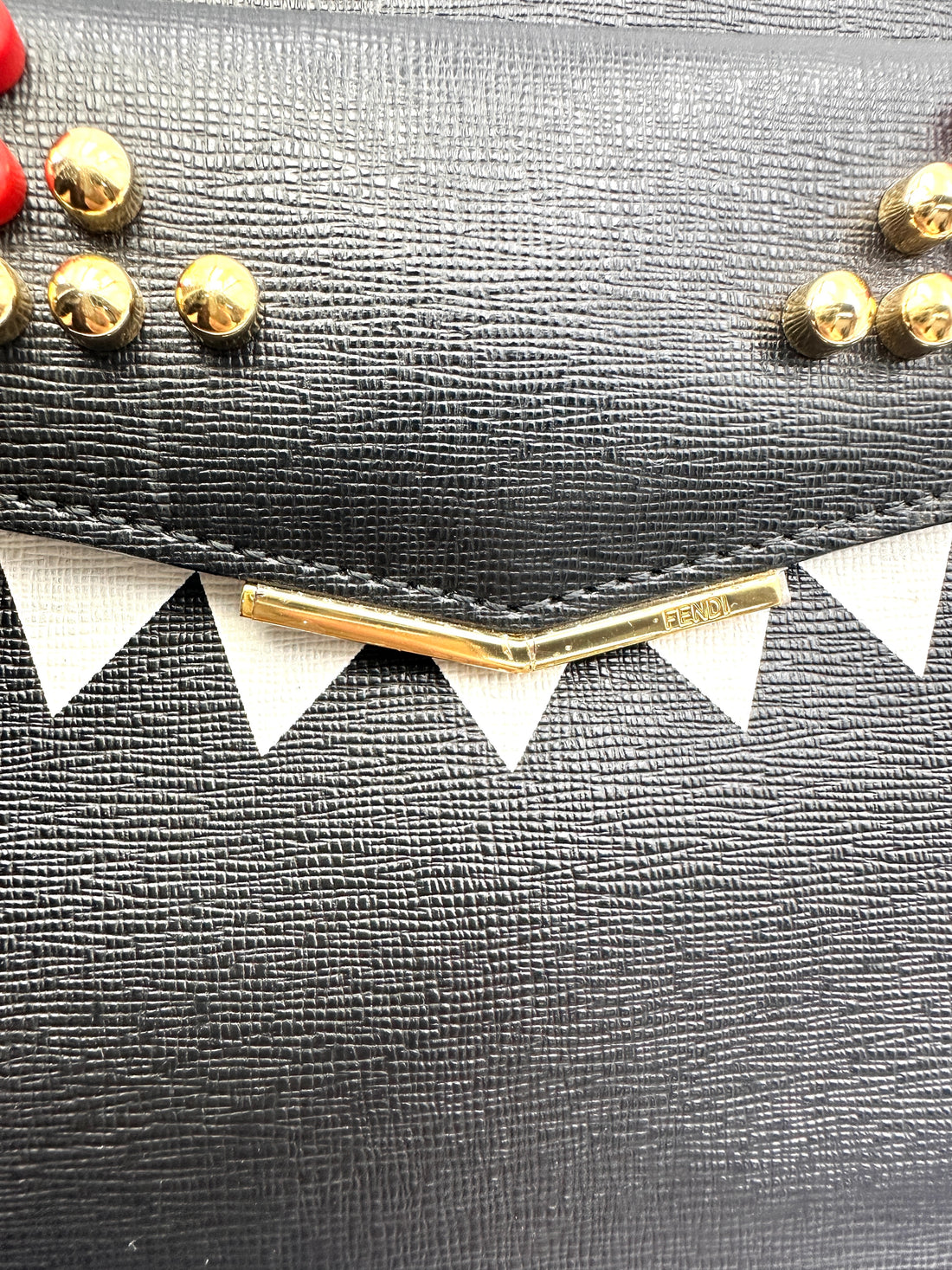 Fendi Bag Bugs Monster Eye Black Leather Shoulder Bag FF112