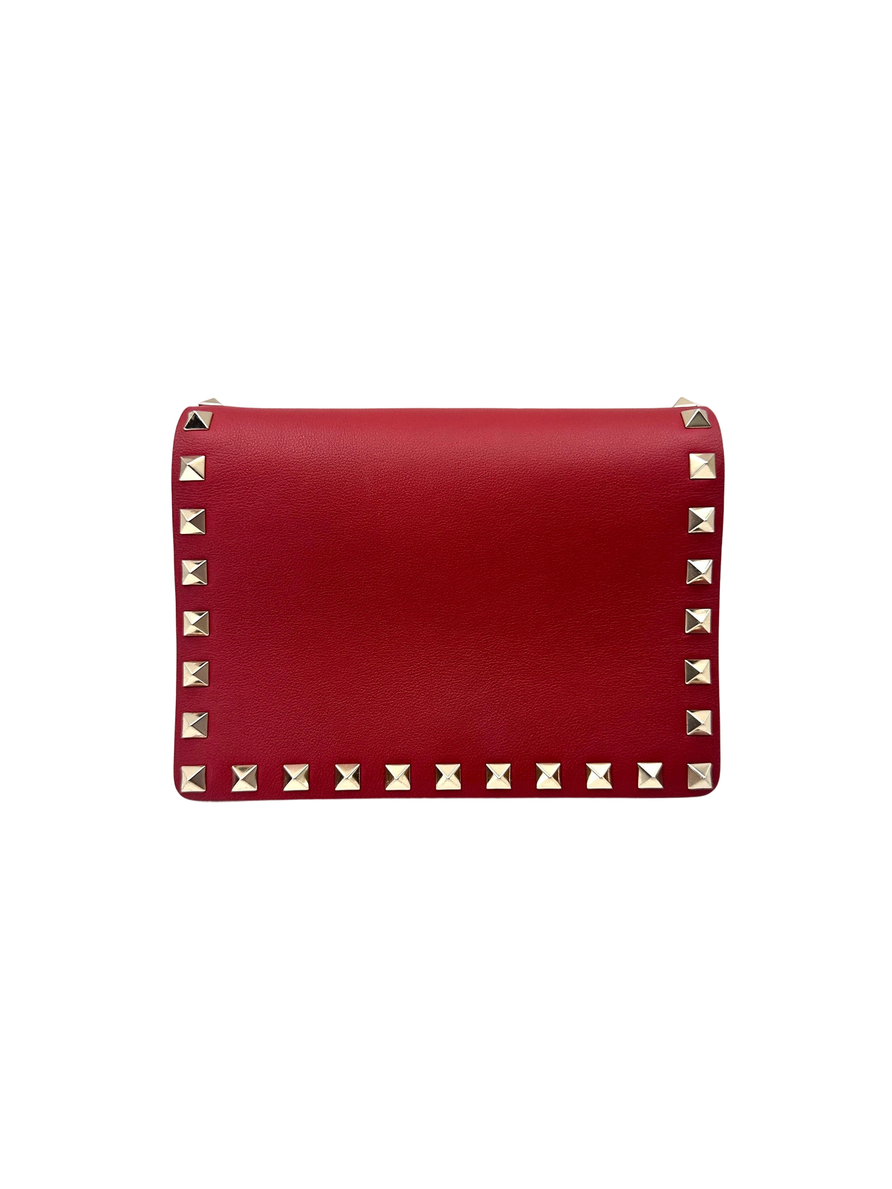 Valentino Garavani Rockstud Red Leather Shoulder Bag VT30