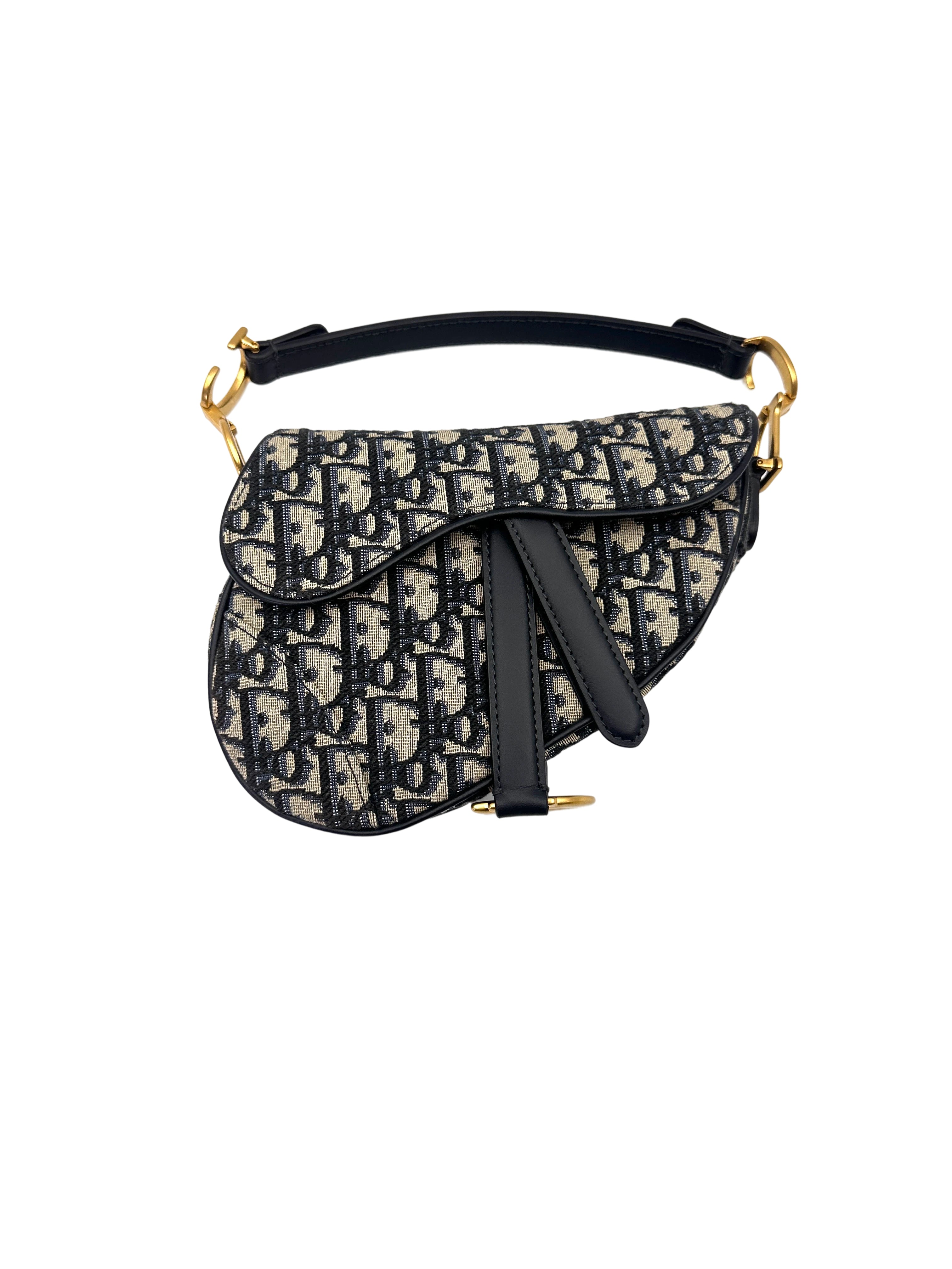 Christian Dior Oblique Black Jacquard Small Size Saddle Bag DR753