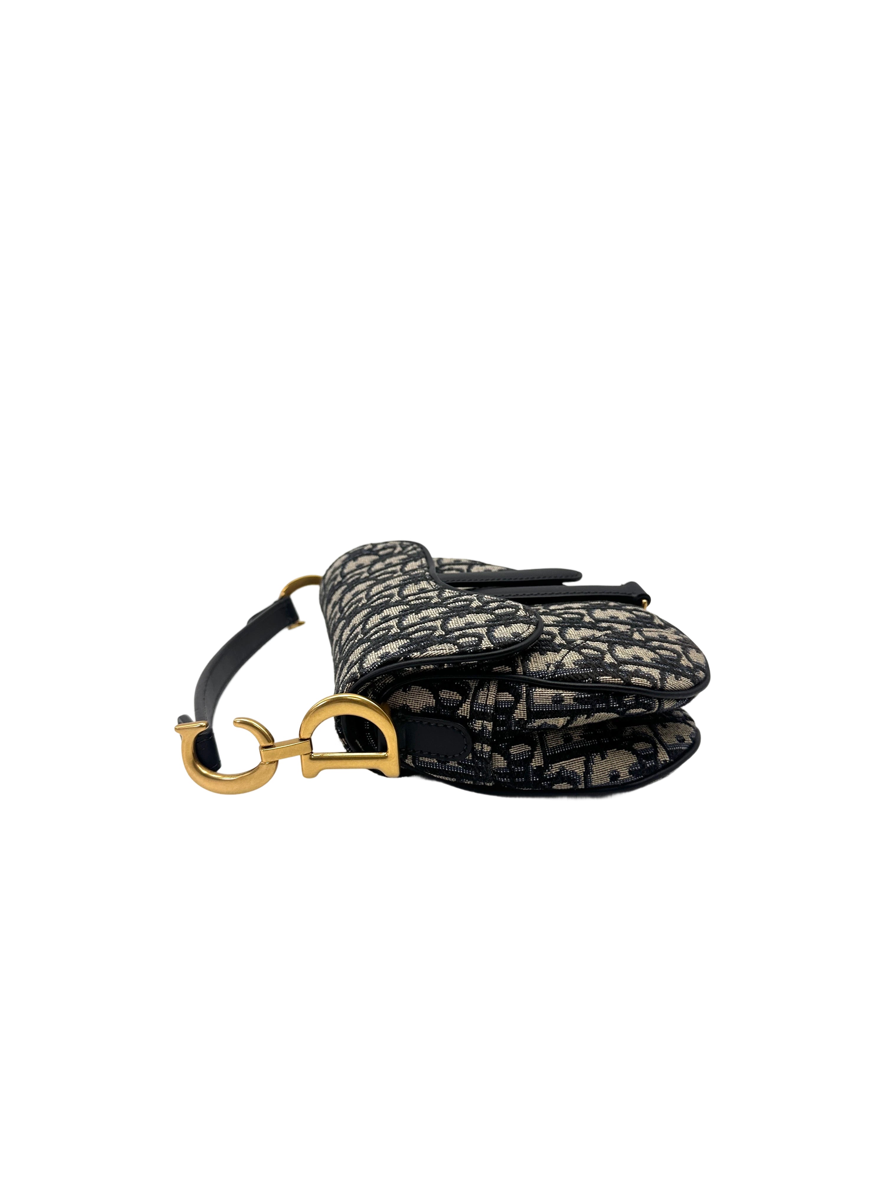 Christian Dior Oblique Black Jacquard Small Size Saddle Bag DR753