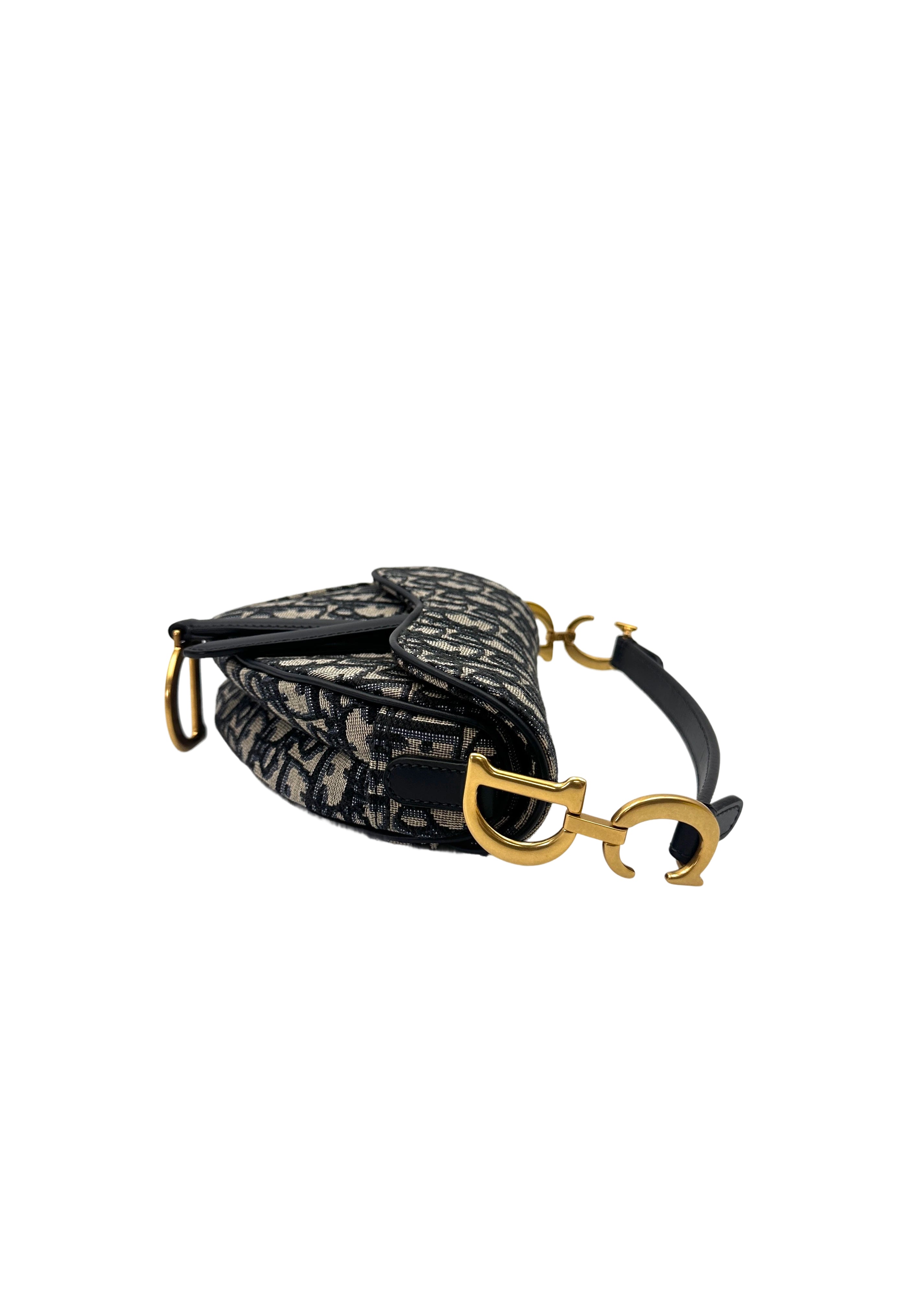 Christian Dior Oblique Black Jacquard Small Size Saddle Bag DR753