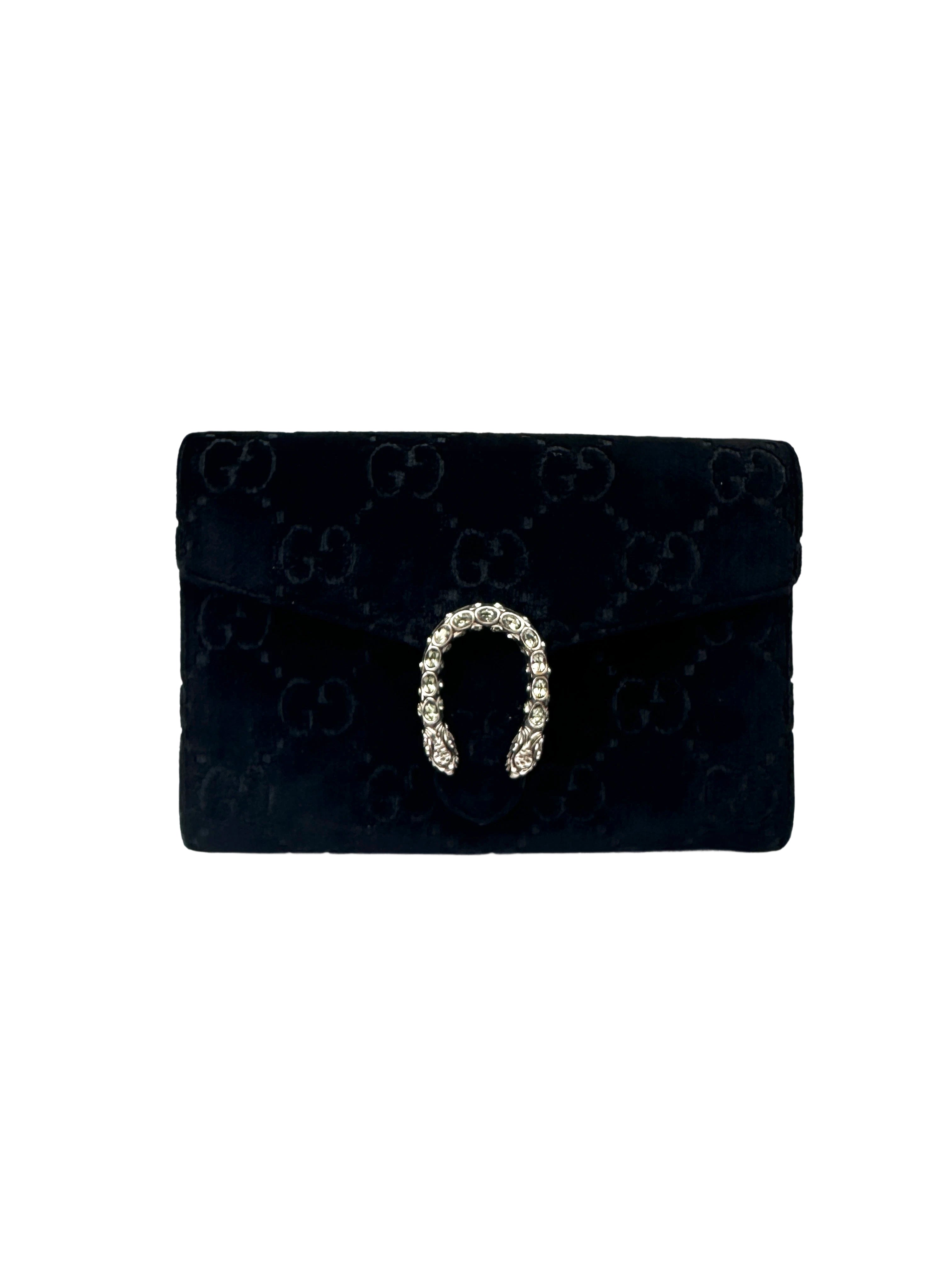 Gucci Dionysus Black Velvet Wallet On Chain GG1144