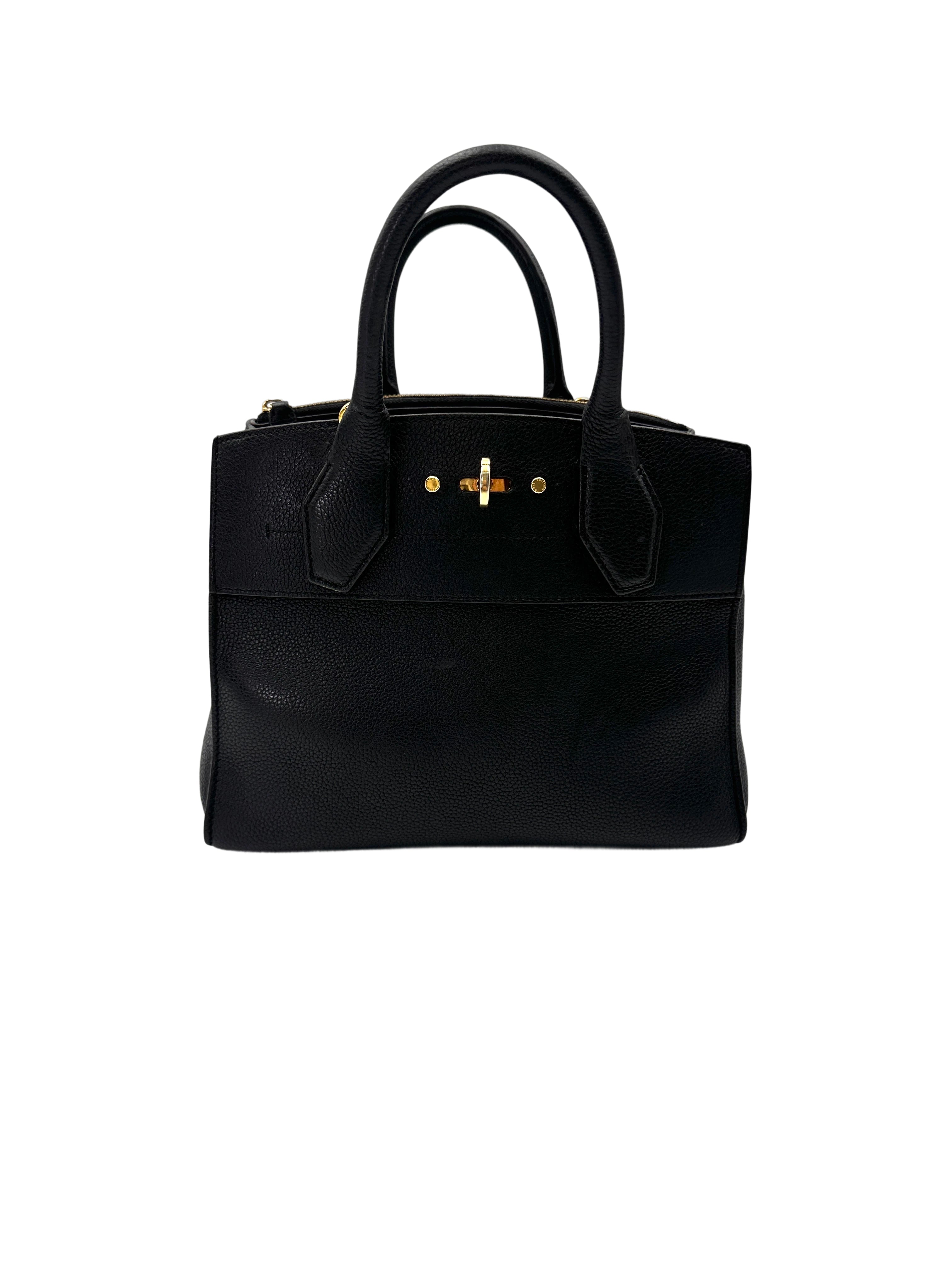 Louis Vuitton City Steamer Black Grained Leather Handle Bag LV2875