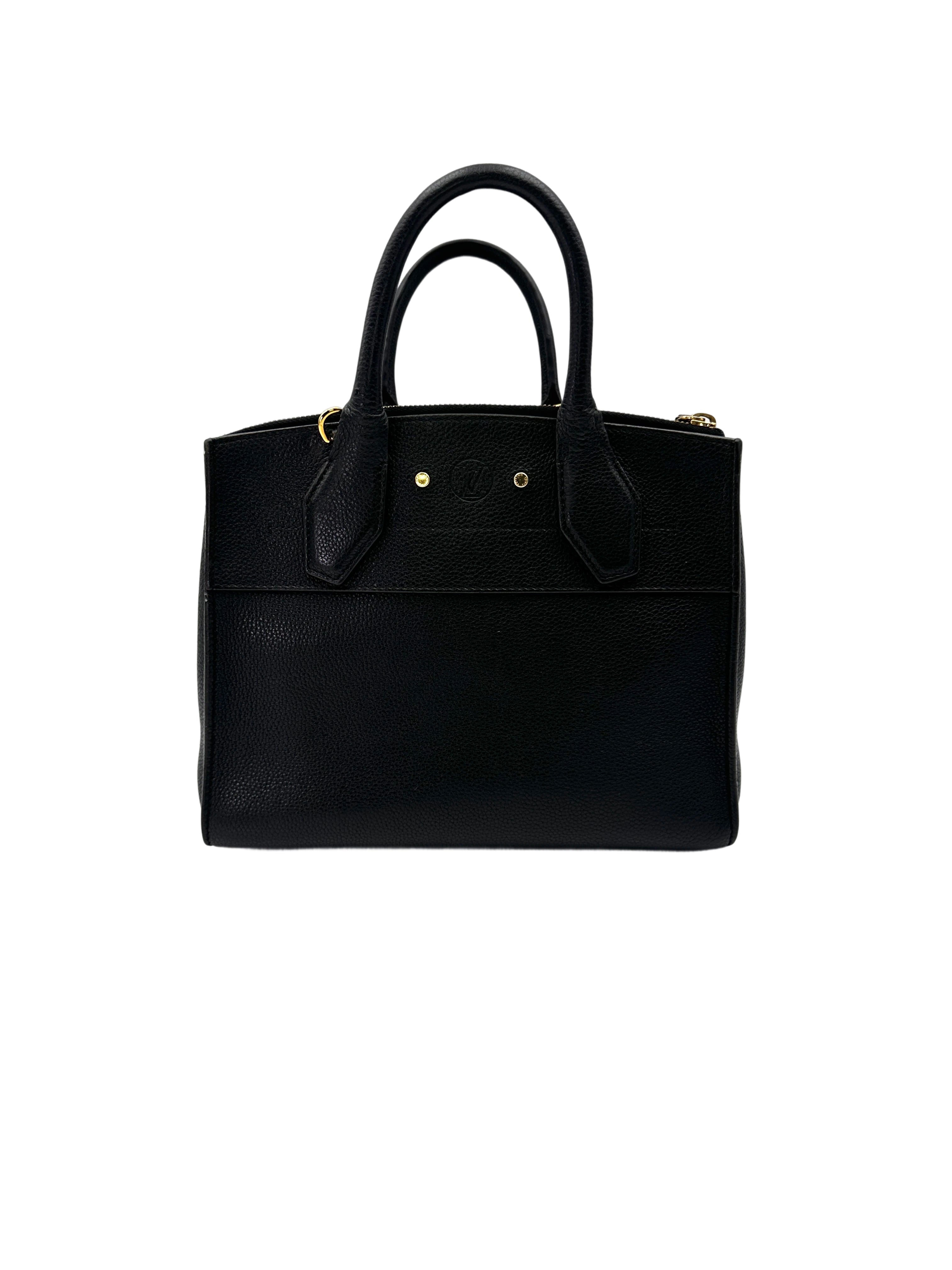 Louis Vuitton City Steamer Black Grained Leather Handle Bag LV2875