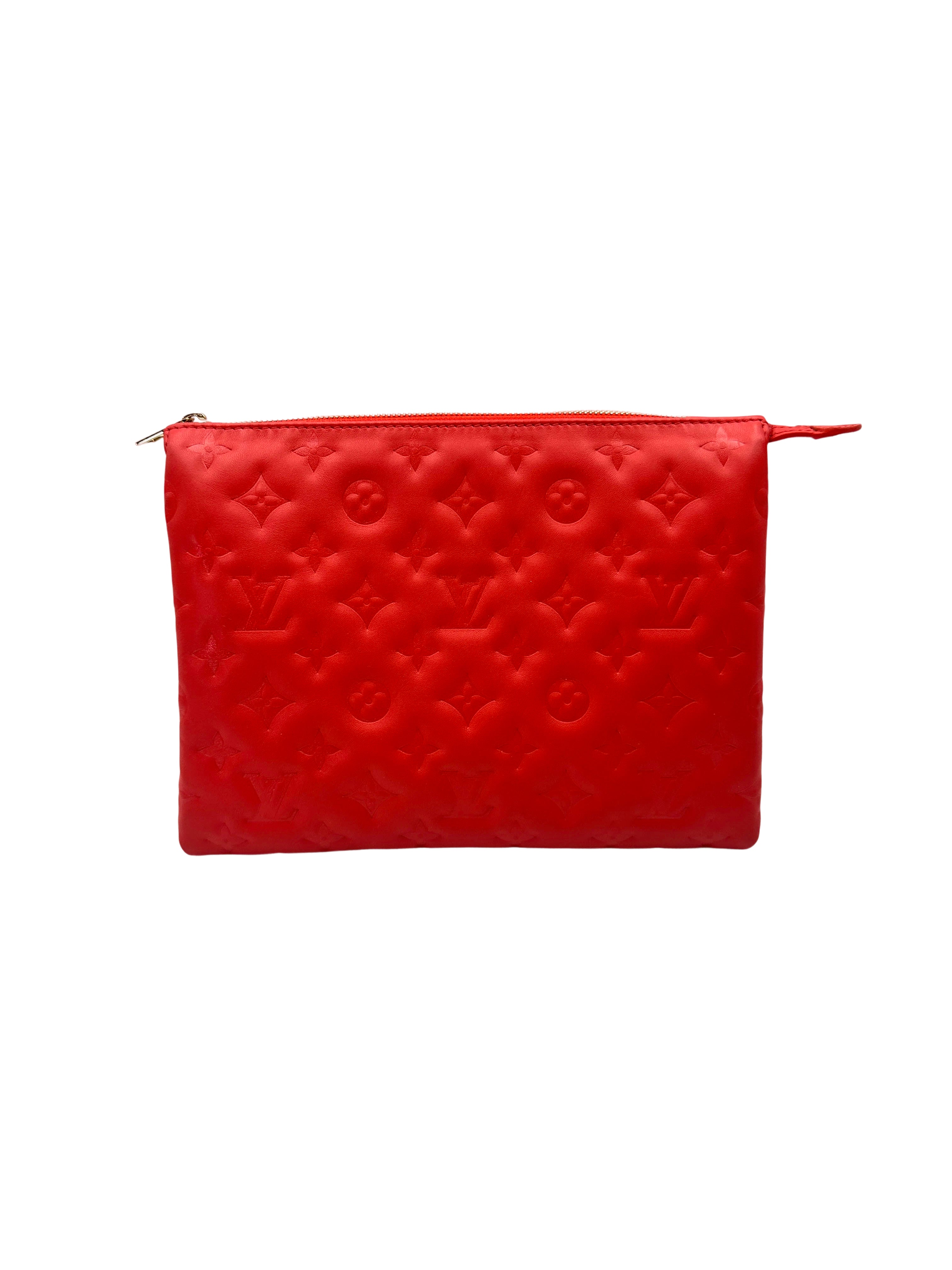 Louis Vuitton Pochette Coussin Red Monogram Embossed Leather Shoulder Bag LV2873