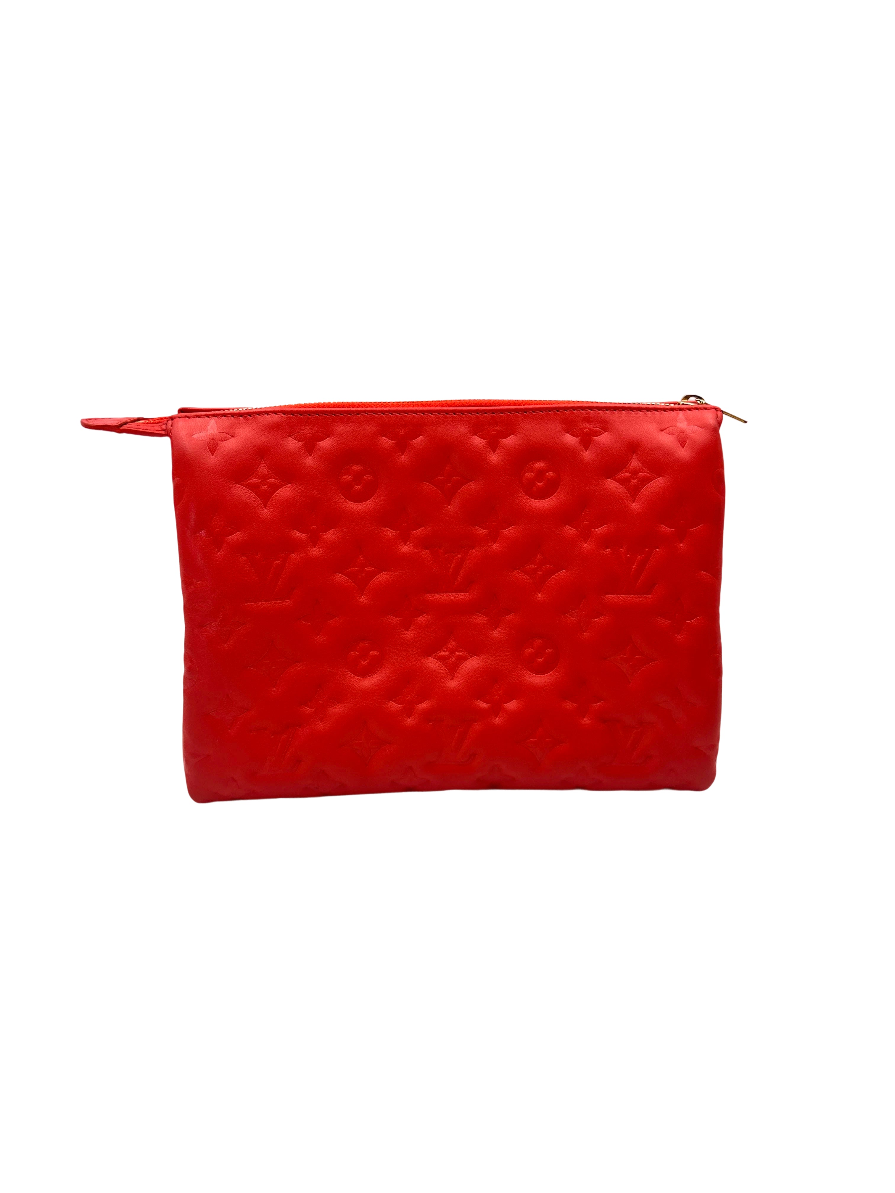 Louis Vuitton Pochette Coussin Red Monogram Embossed Leather Shoulder Bag LV2873