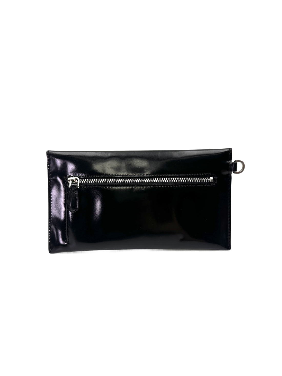 Prada Spazzolato Logo Black Leather Envelope Bag PR407