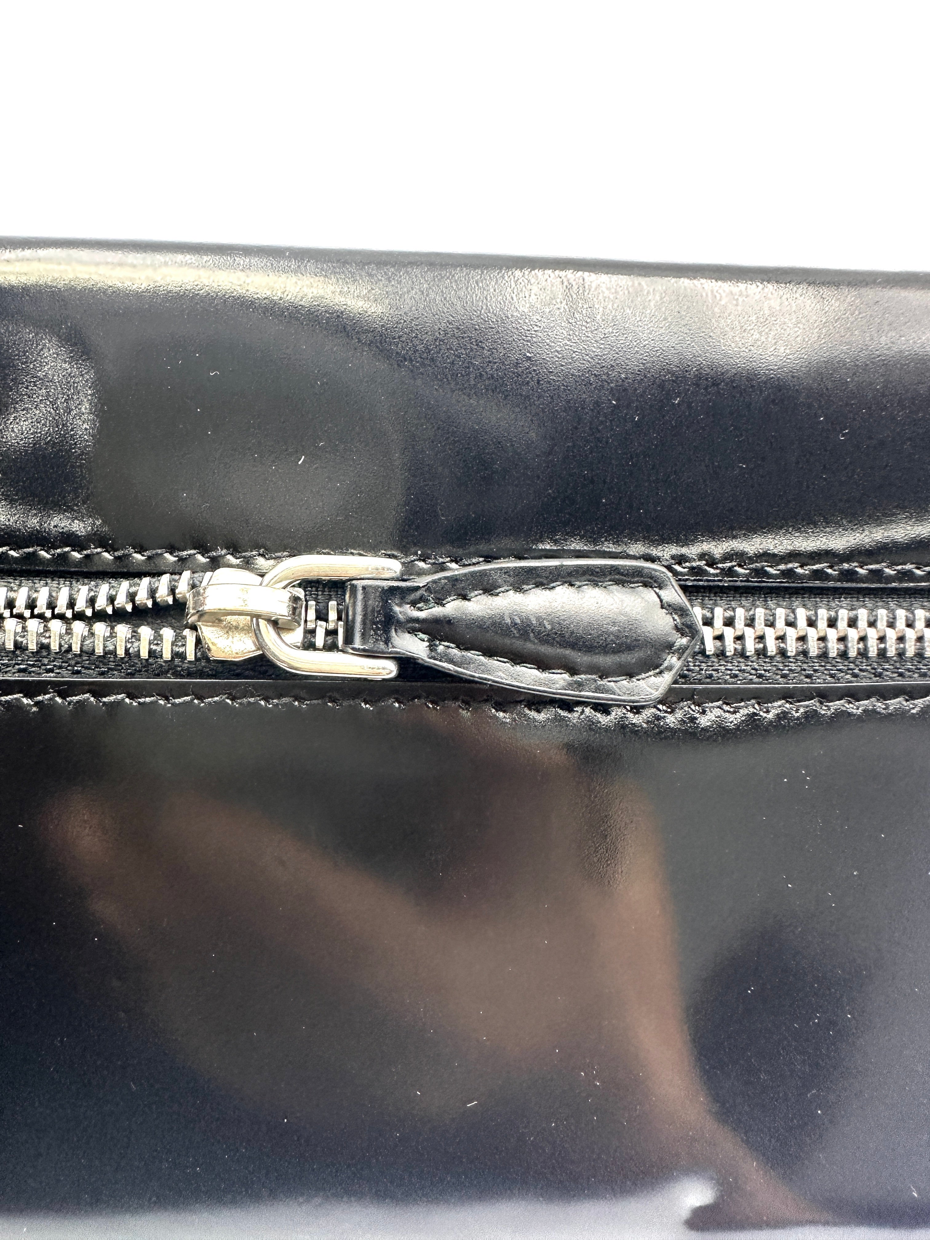 Prada Spazzolato Logo Black Leather Envelope Bag PR407