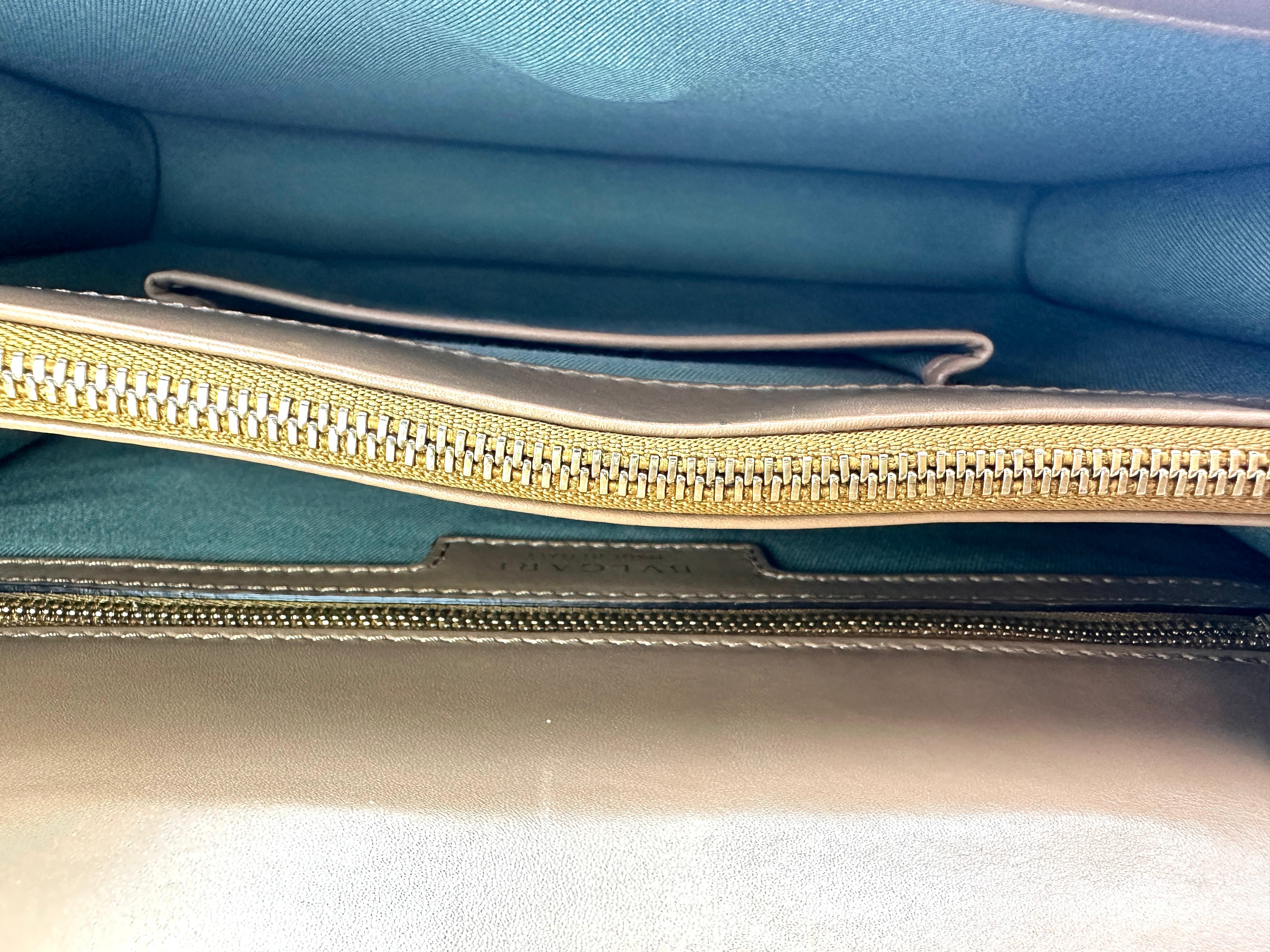 Bvlgari Serpenti Flower Beige Leather Large Size Shoulder Bag BS45