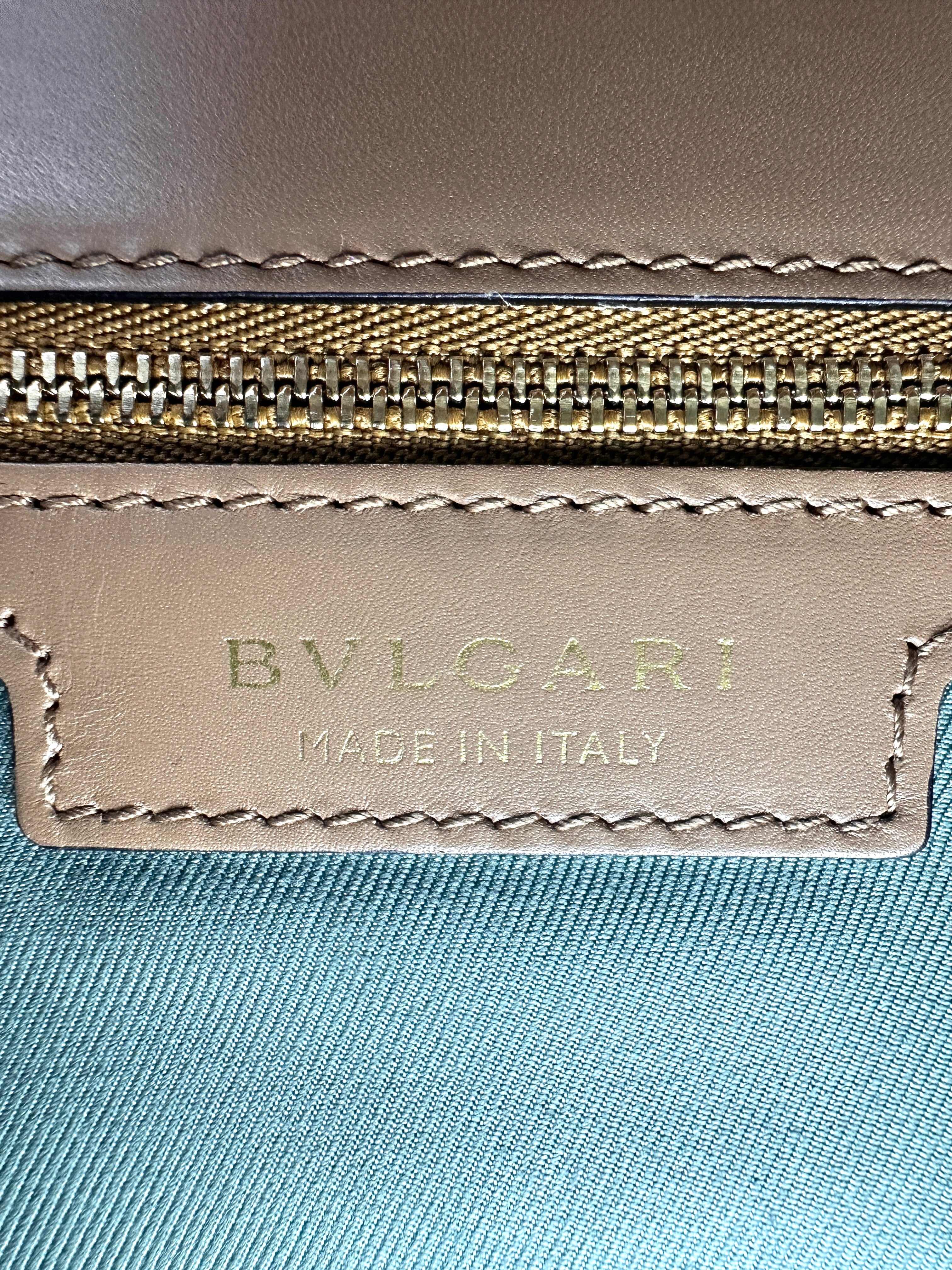 Bvlgari Serpenti Flower Beige Leather Large Size Shoulder Bag BS45