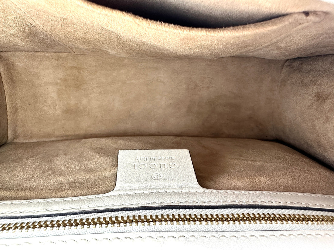 Gucci Sylvie White Leather Medium Size Shoulder Bag GG1141