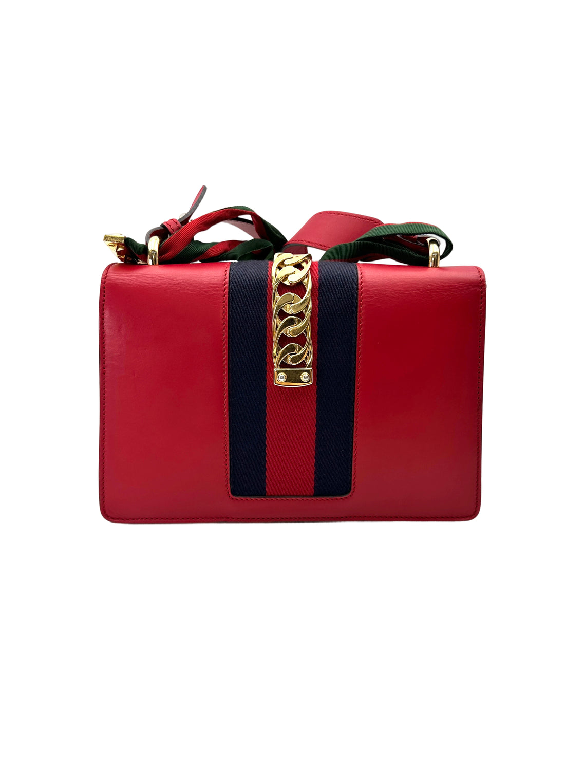 Gucci Sylvie Red Leather Medium Size Shoulder Bag GG1142