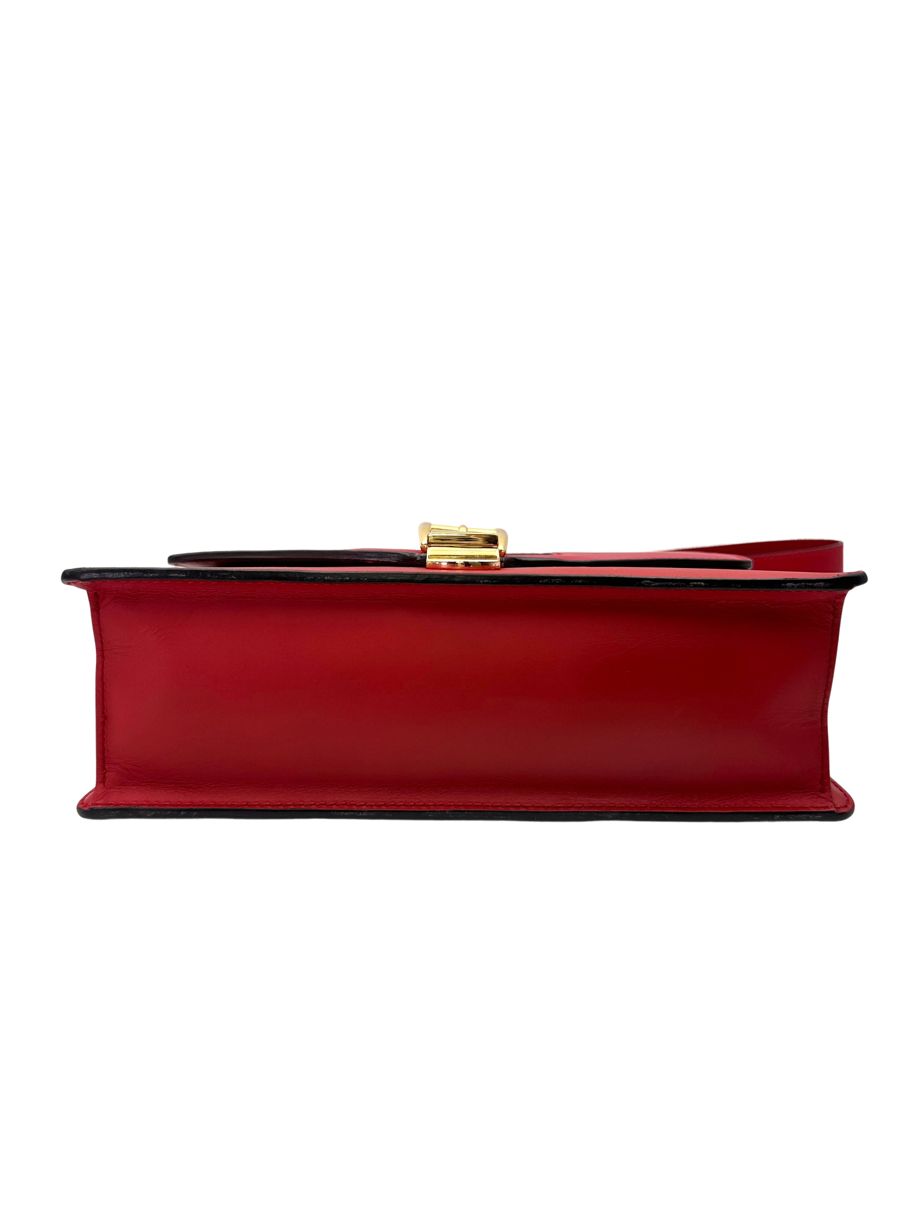 Gucci Sylvie Red Leather Medium Size Shoulder Bag GG1142