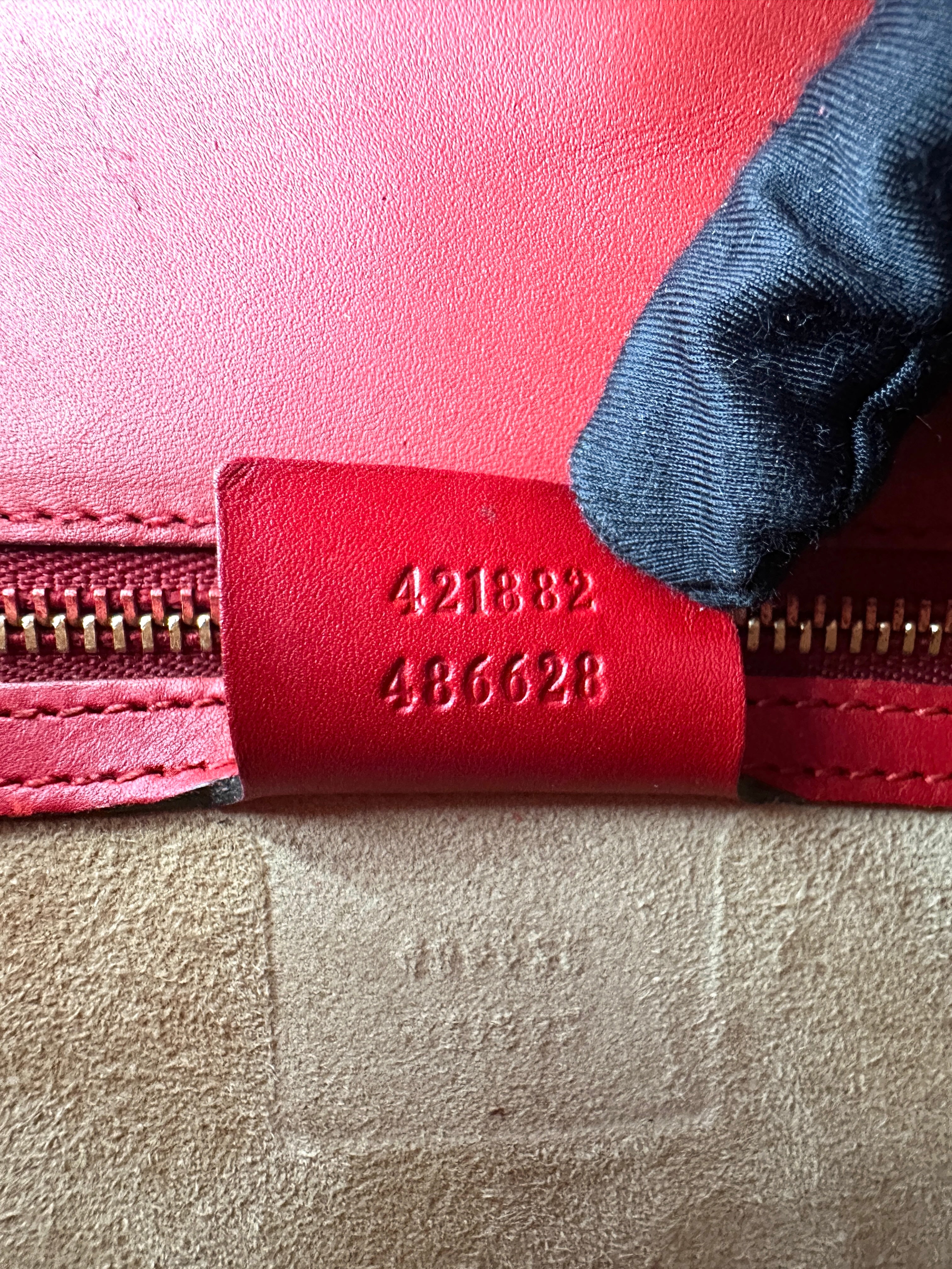 Gucci Sylvie Red Leather Medium Size Shoulder Bag GG1142