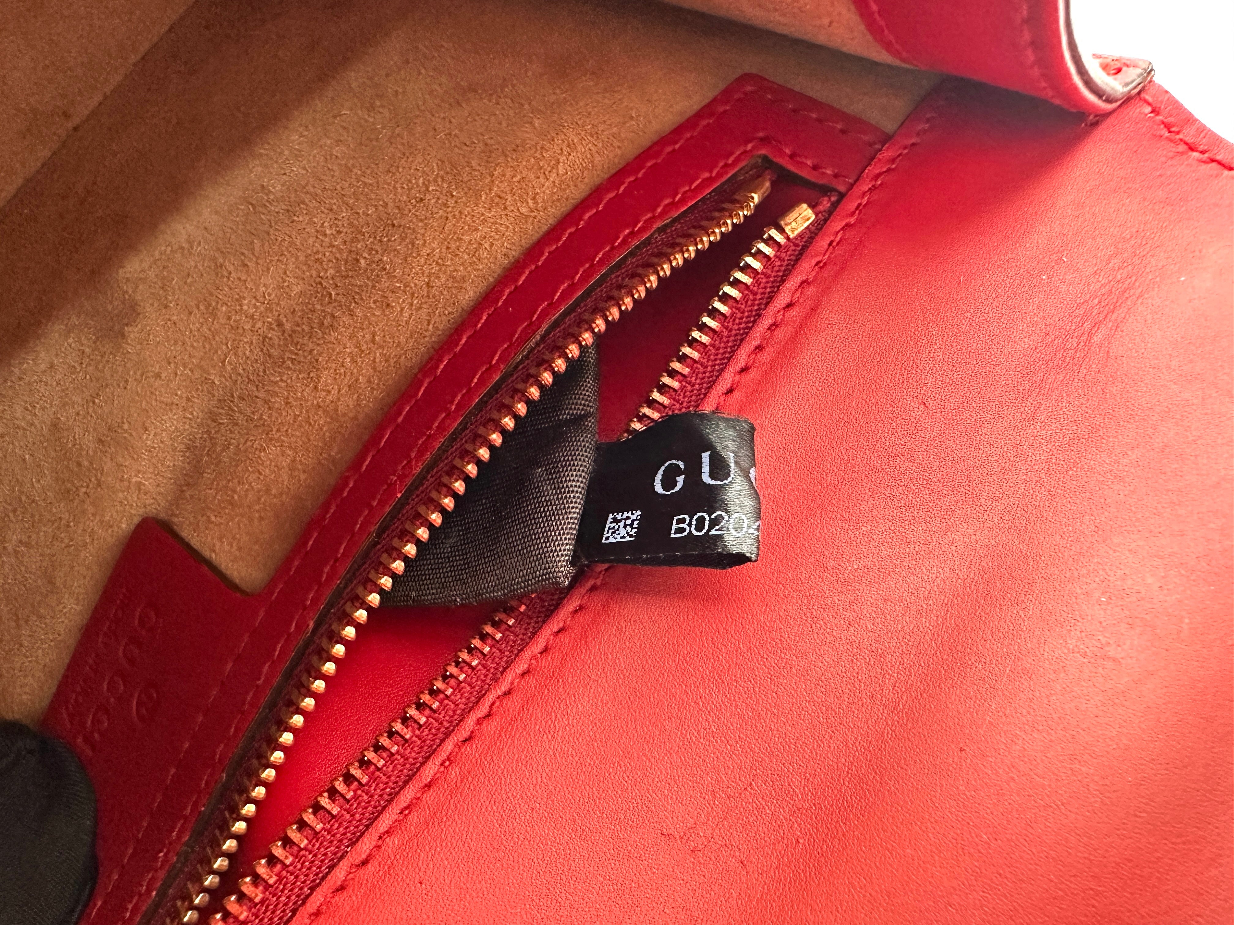 Gucci Sylvie Red Leather Medium Size Shoulder Bag GG1142