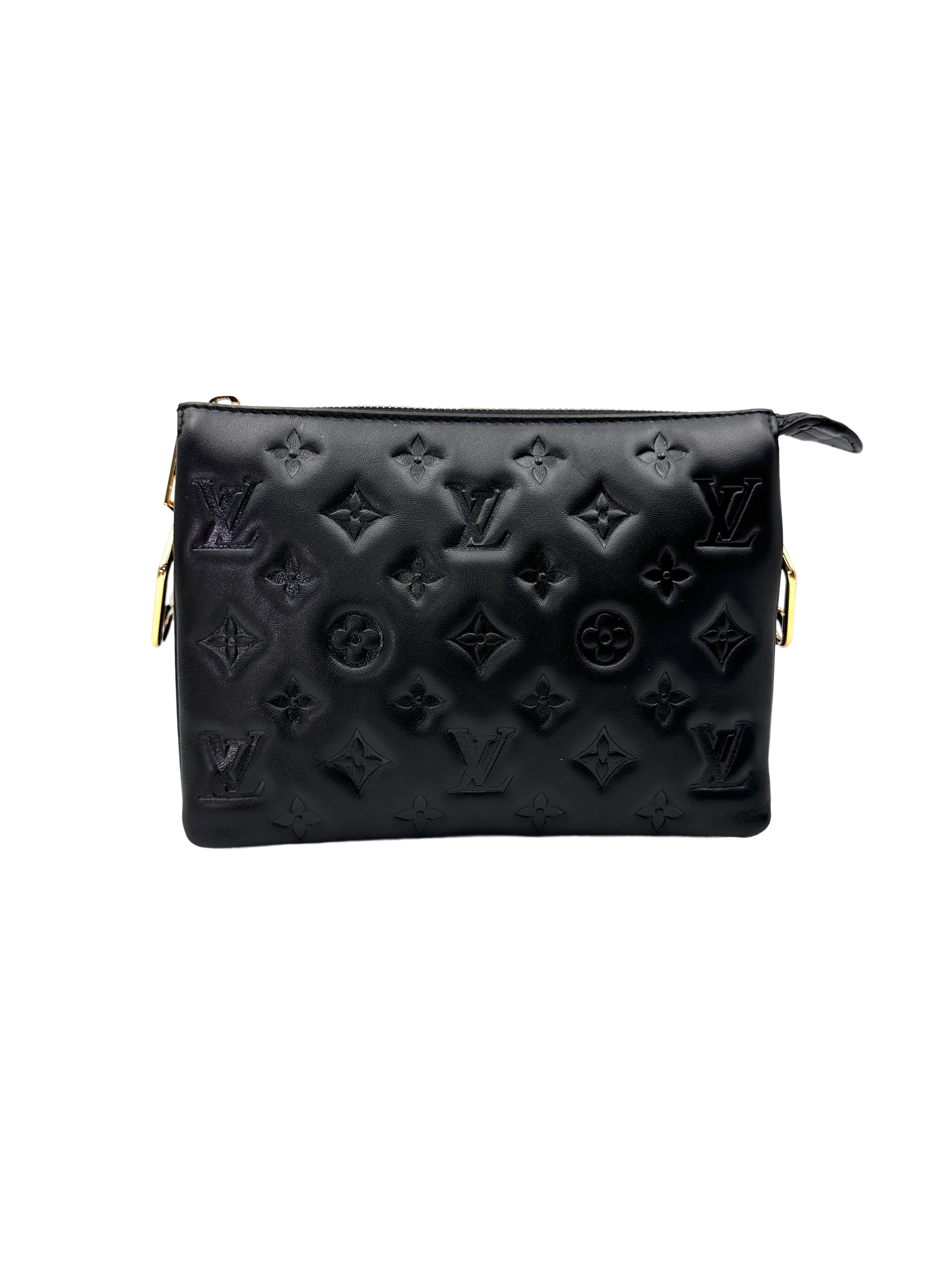 Louis Vuitton Pochette Coussin Black Monogram Embossed Leather Shoulder Bag LV2876