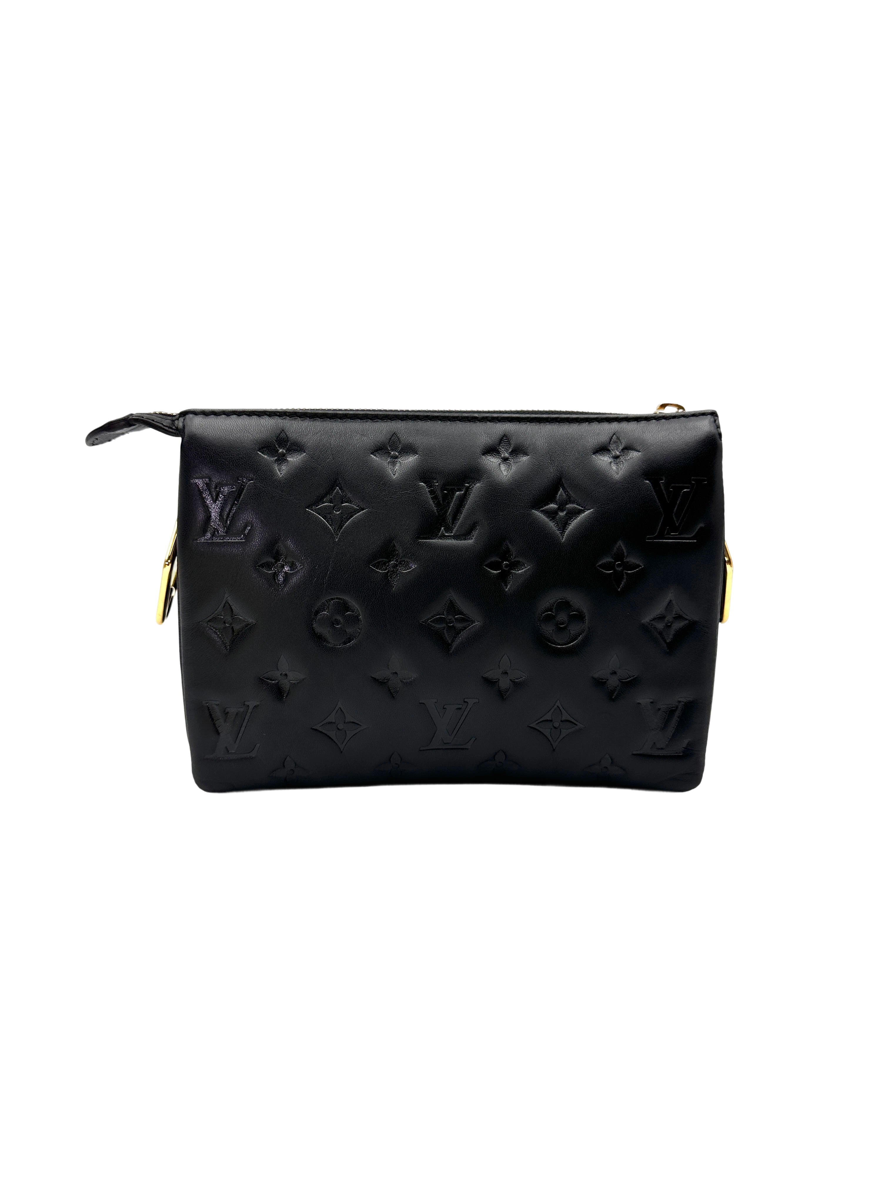 Louis Vuitton Pochette Coussin Black Monogram Embossed Leather Shoulder Bag LV2876