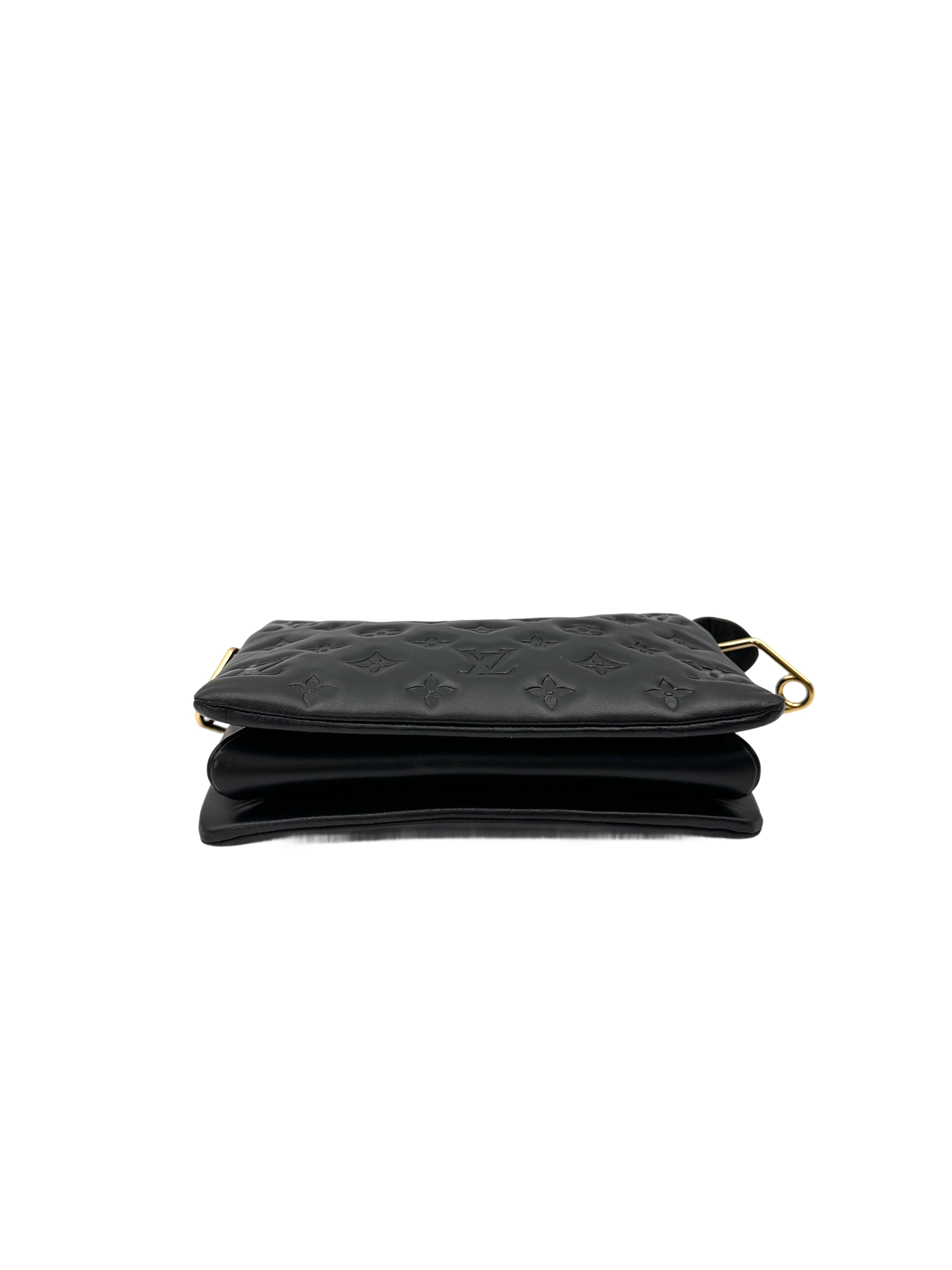 Louis Vuitton Pochette Coussin Black Monogram Embossed Leather Shoulder Bag LV2876