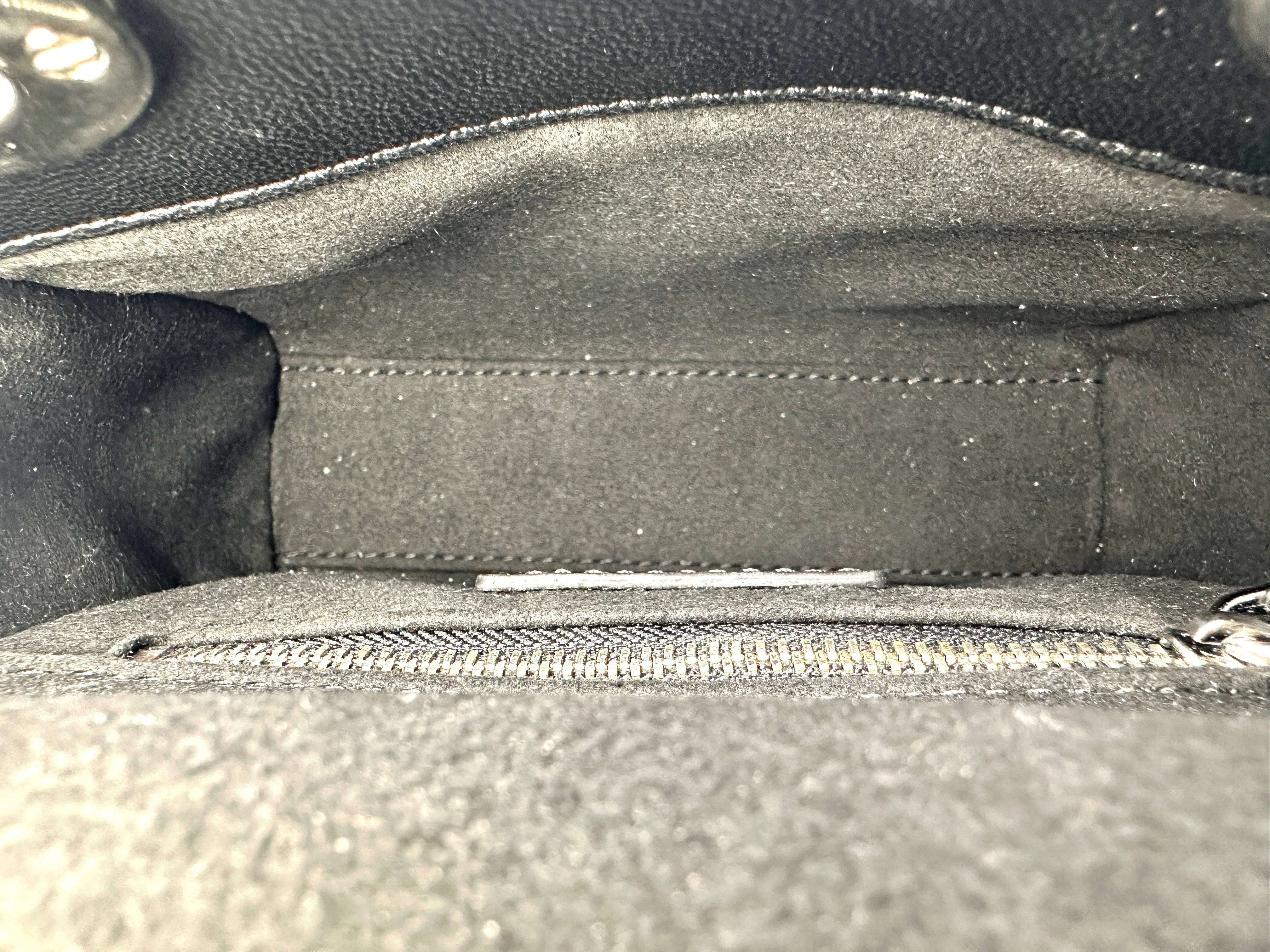Christian Dior Lady Dior Black Cannage Lambskin Handle Bag With Silver Charms DR754
